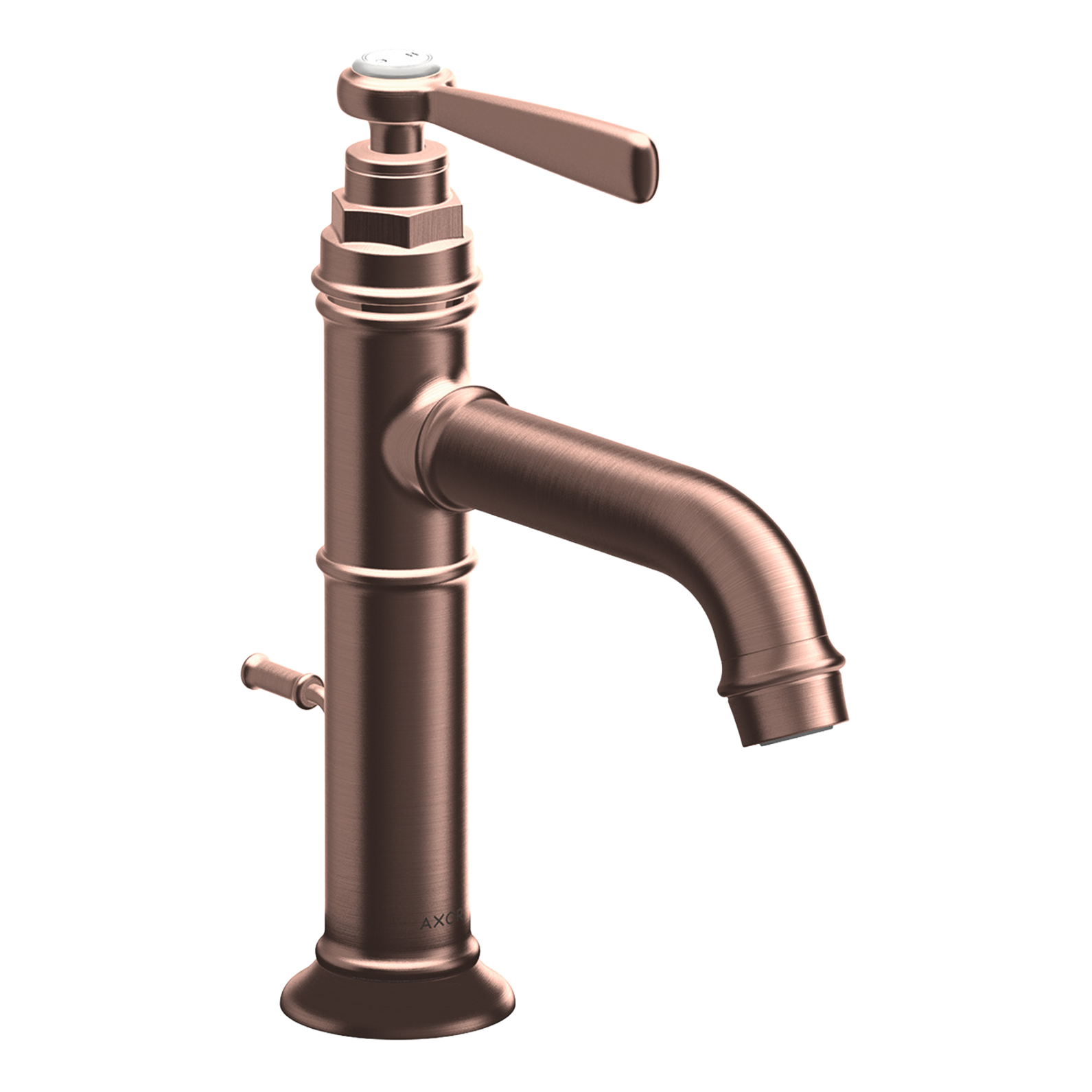 AXOR Montreux Single Lever Handle Basin Mixer Faucet 100 with Pop-Up Waste Set from Brandt in Brushed Red Gold finish
