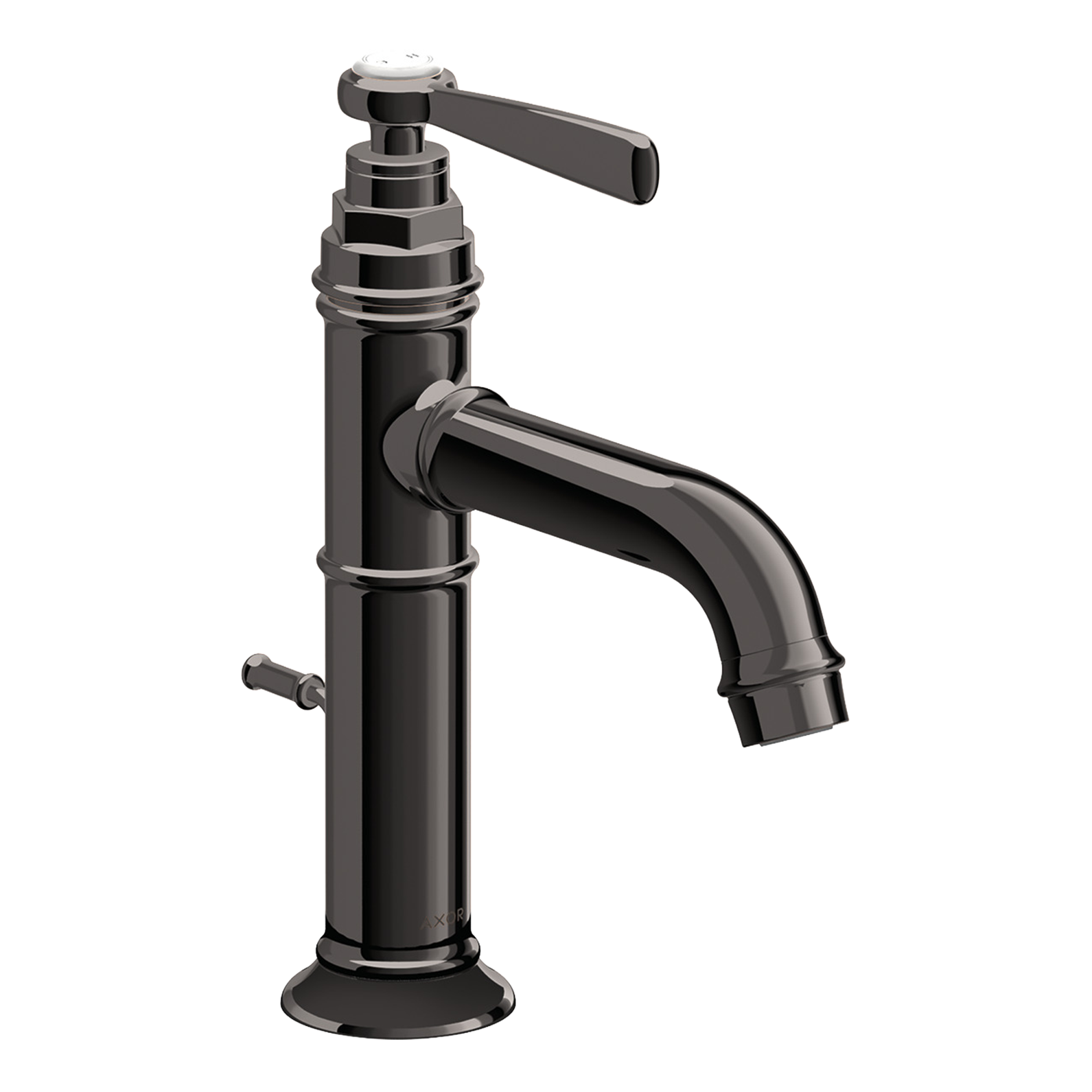 AXOR Montreux Single Lever Handle Basin Mixer Faucet 100 with Pop-Up Waste Set from Brandt in Polished Black Chrome finish