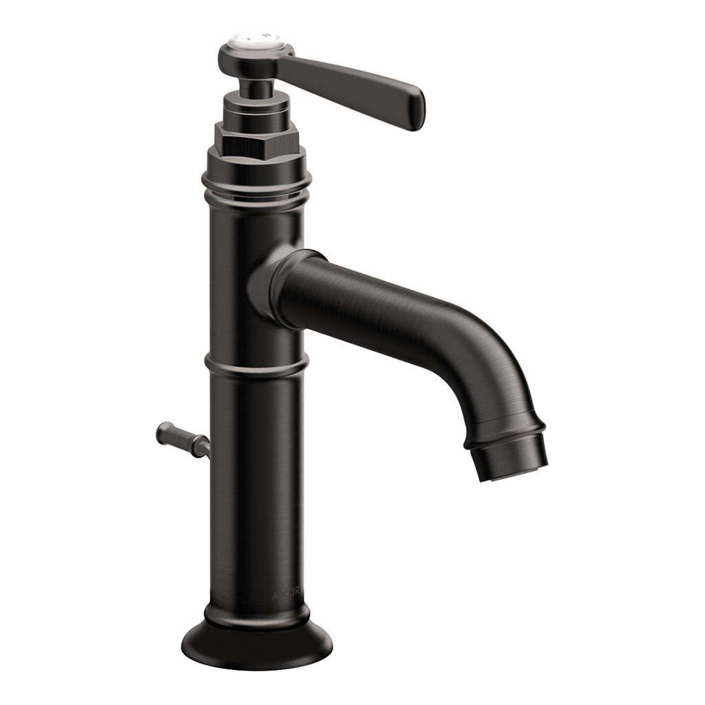 AXOR Montreux Single Lever Handle Basin Mixer Faucet 100 with Pop-Up Waste Set from Brandt in Brushed Black Chrome finish