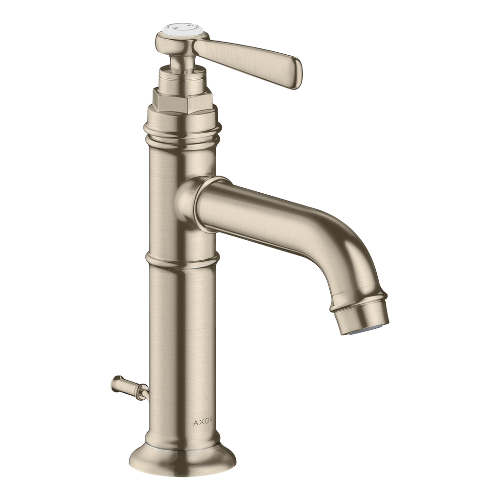 AXOR Montreux Single Lever Handle Basin Mixer Faucet 100 with Pop-Up Waste Set from Brandt in Brushed Nickel finish
