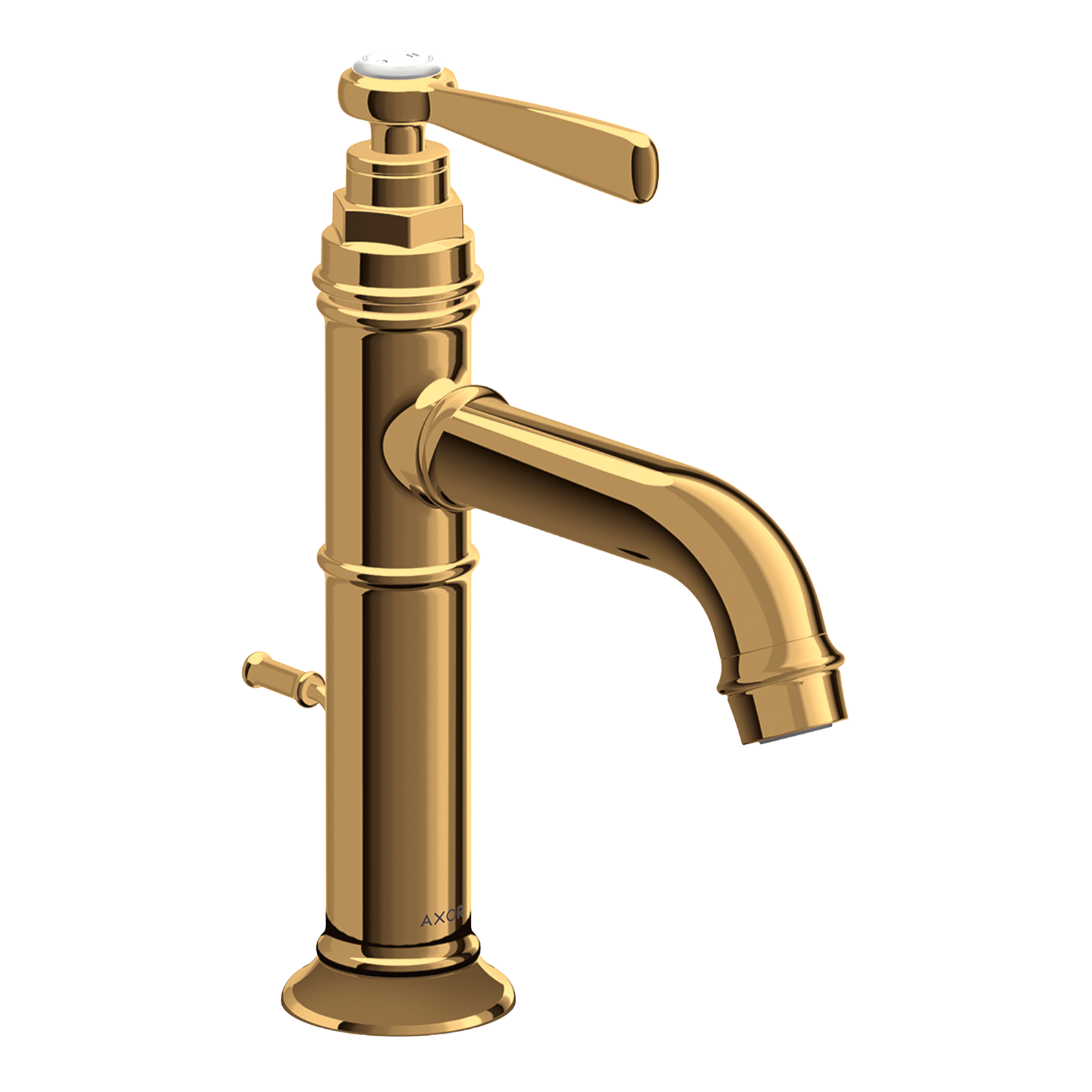 AXOR Montreux Single Lever Handle Basin Mixer Faucet 100 with Pop-Up Waste Set from Brandt in Polished Gold Optic finish