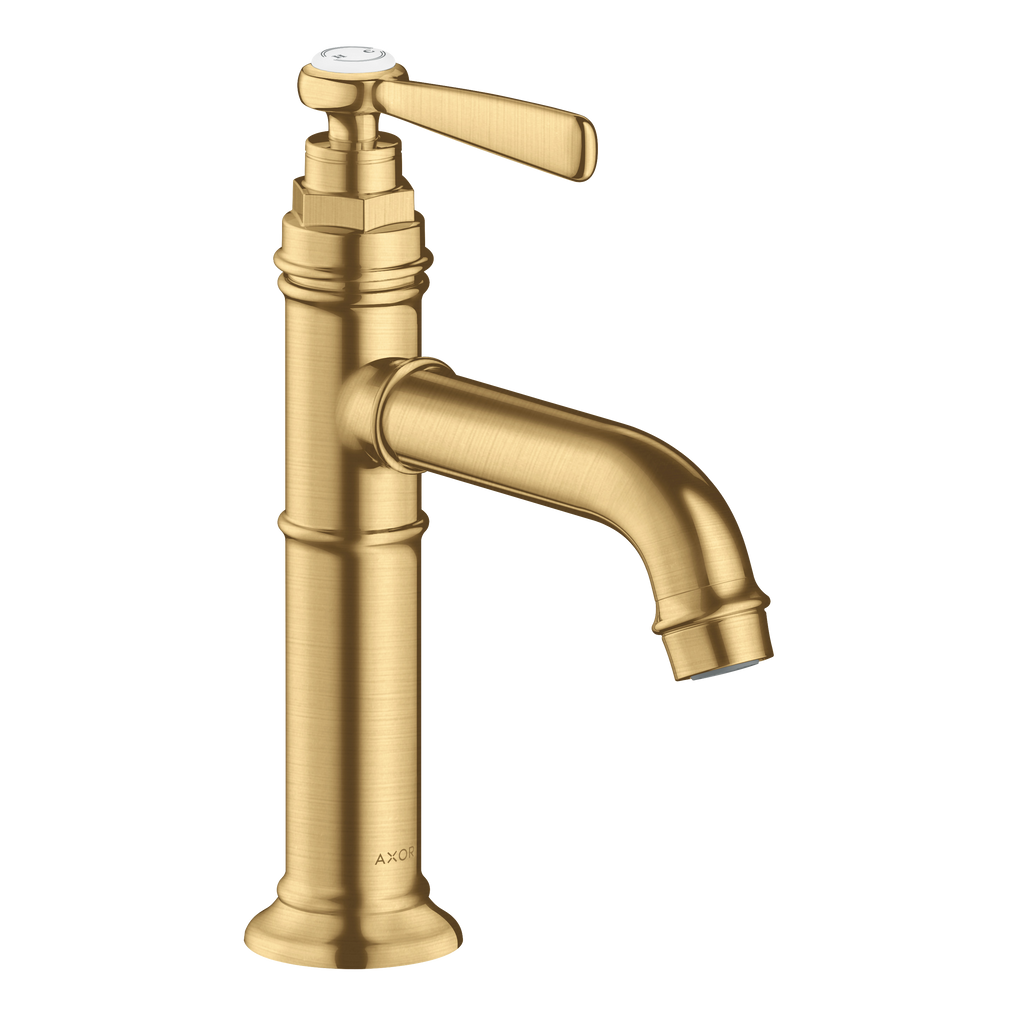 AXOR Montreux Single Lever Handle Basin Mixer Faucet 100 with Open Waste Set from Brandt in Brushed Gold Optic finish