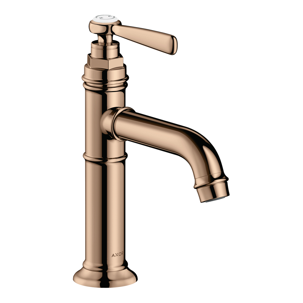 AXOR Montreux Single Lever Handle Basin Mixer Faucet 100 with Open Waste Set from Brandt in Polished Red Gold finish