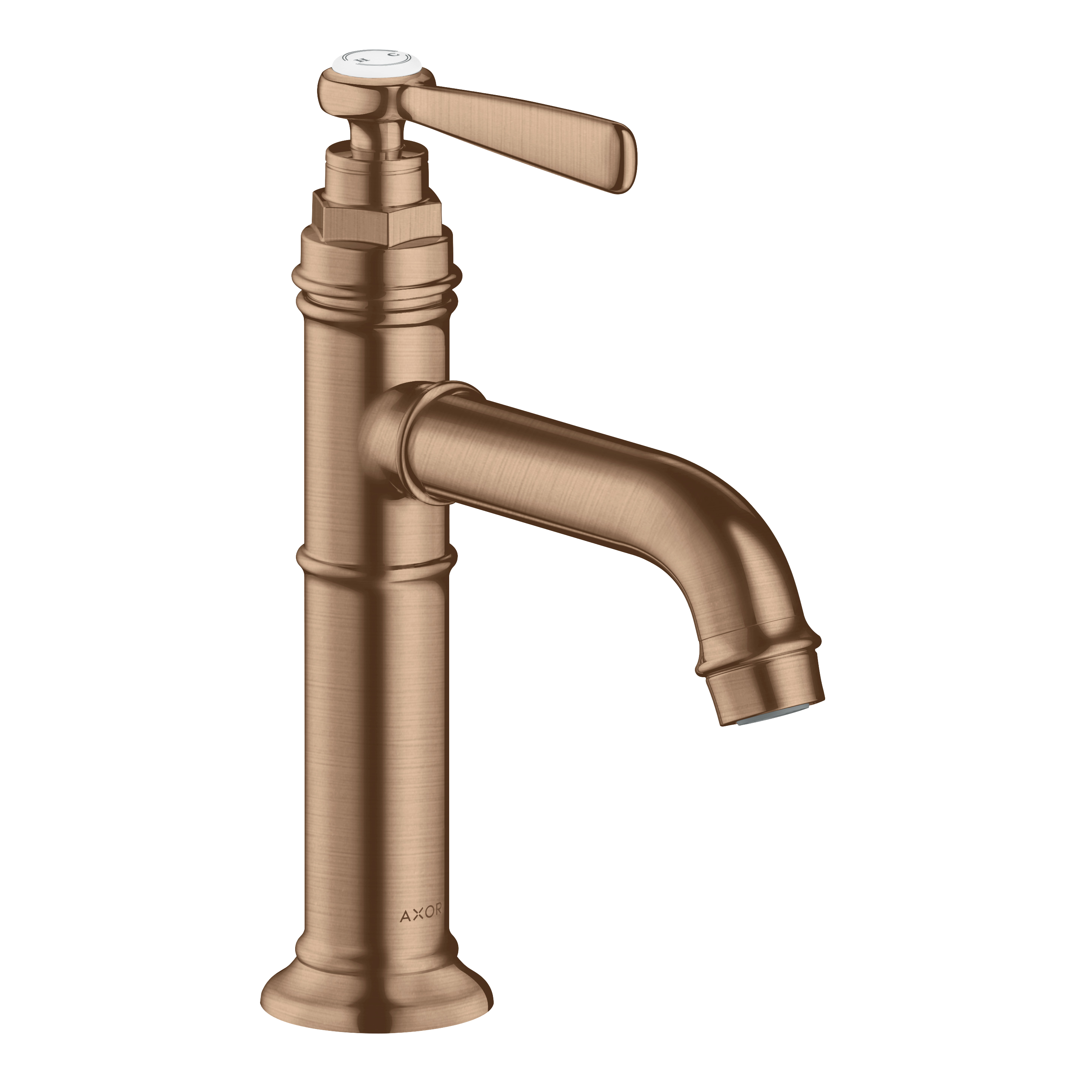 AXOR Montreux Single Lever Handle Basin Mixer Faucet 100 with Open Waste Set from Brandt in Brushed Red Gold finish