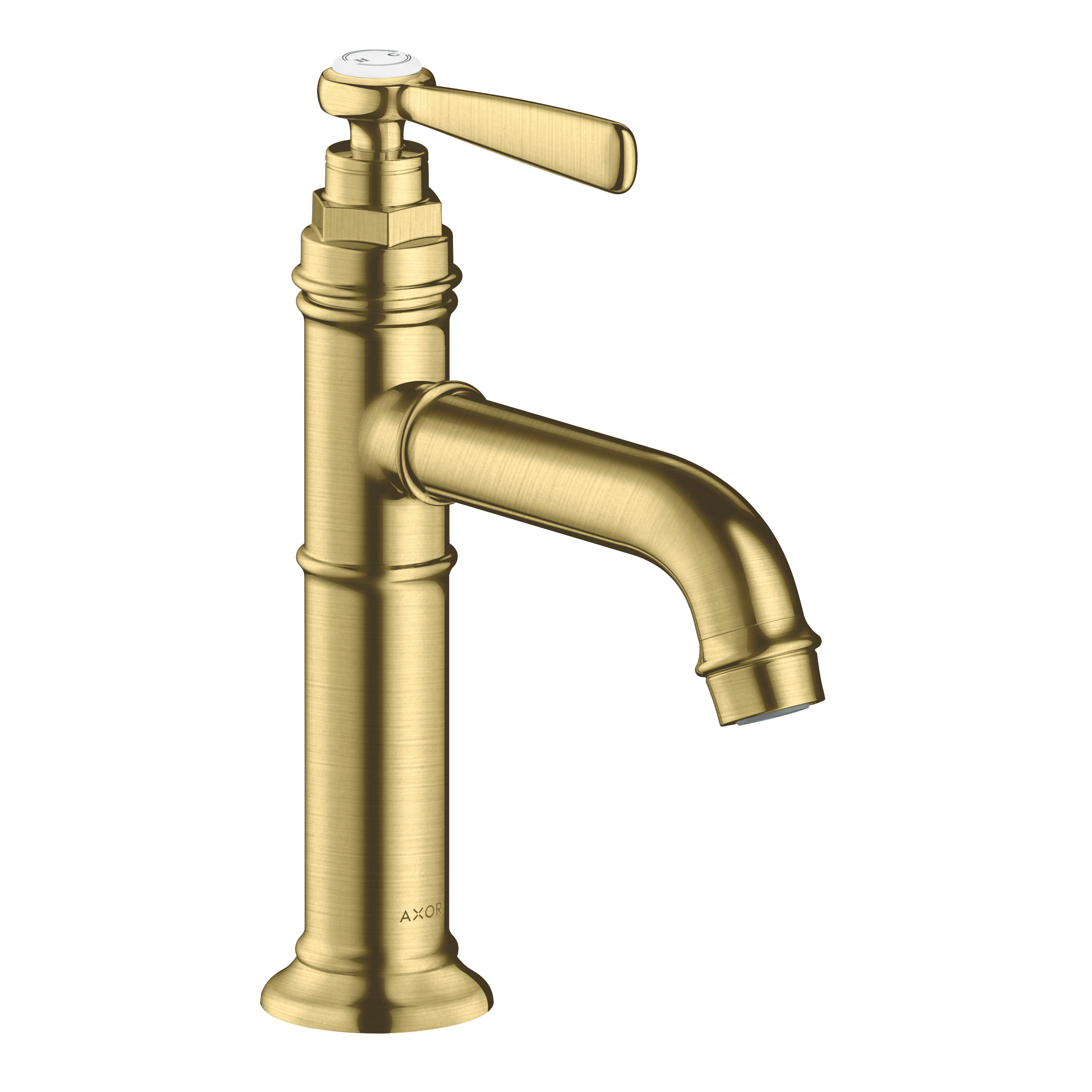 AXOR Montreux Single Lever Handle Basin Mixer Faucet 100 with Open Waste Set from Brandt in Brushed Brass finish