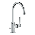 AXOR Montreux Single Lever Handle Basin Mixer Faucet 210 with Swivel Spout and Pop-Up Waste Set from Brandt in Chrome finish