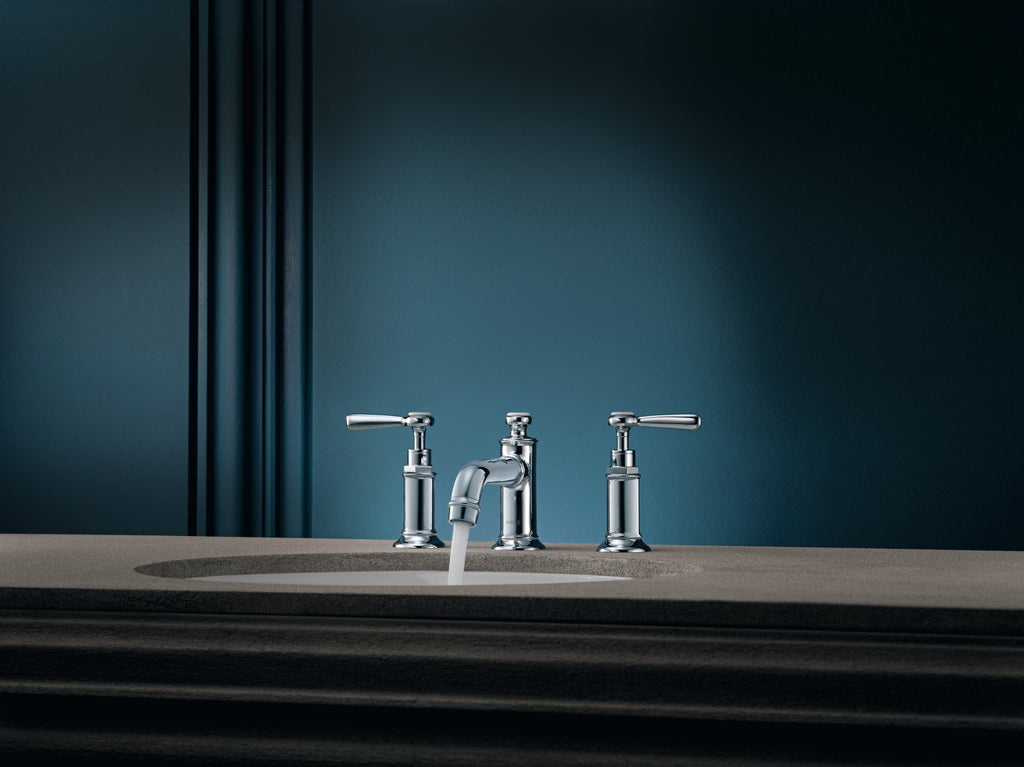 AXOR Montreux 3-Hole Basin Mixer Faucet 30 with Lever Handles and Pop-Up Waste Set from Brandt in Chrome finish