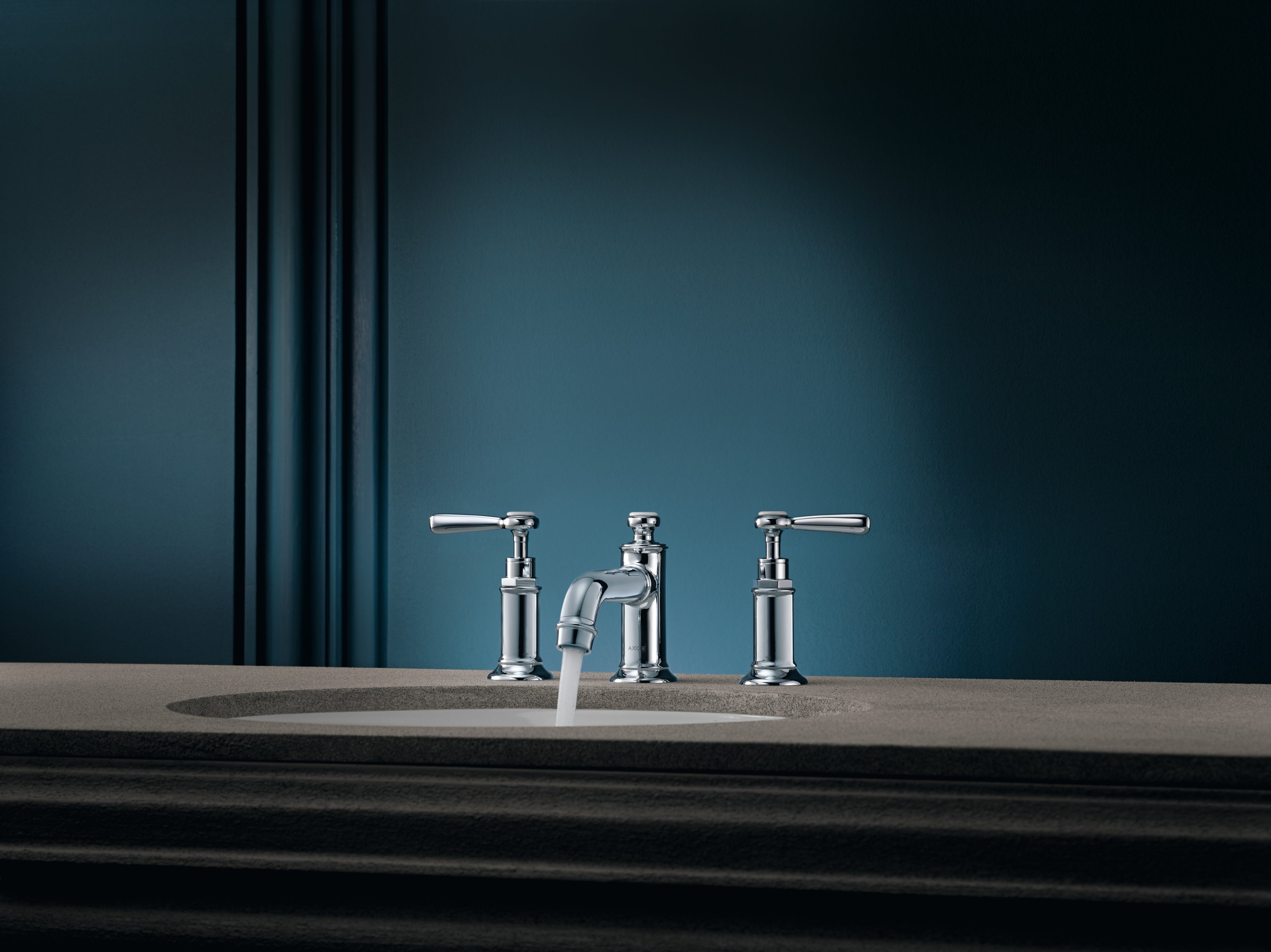 AXOR Montreux 3-Hole Basin Mixer Faucet 30 with Lever Handles and Pop-Up Waste Set from Brandt in Chrome finish
