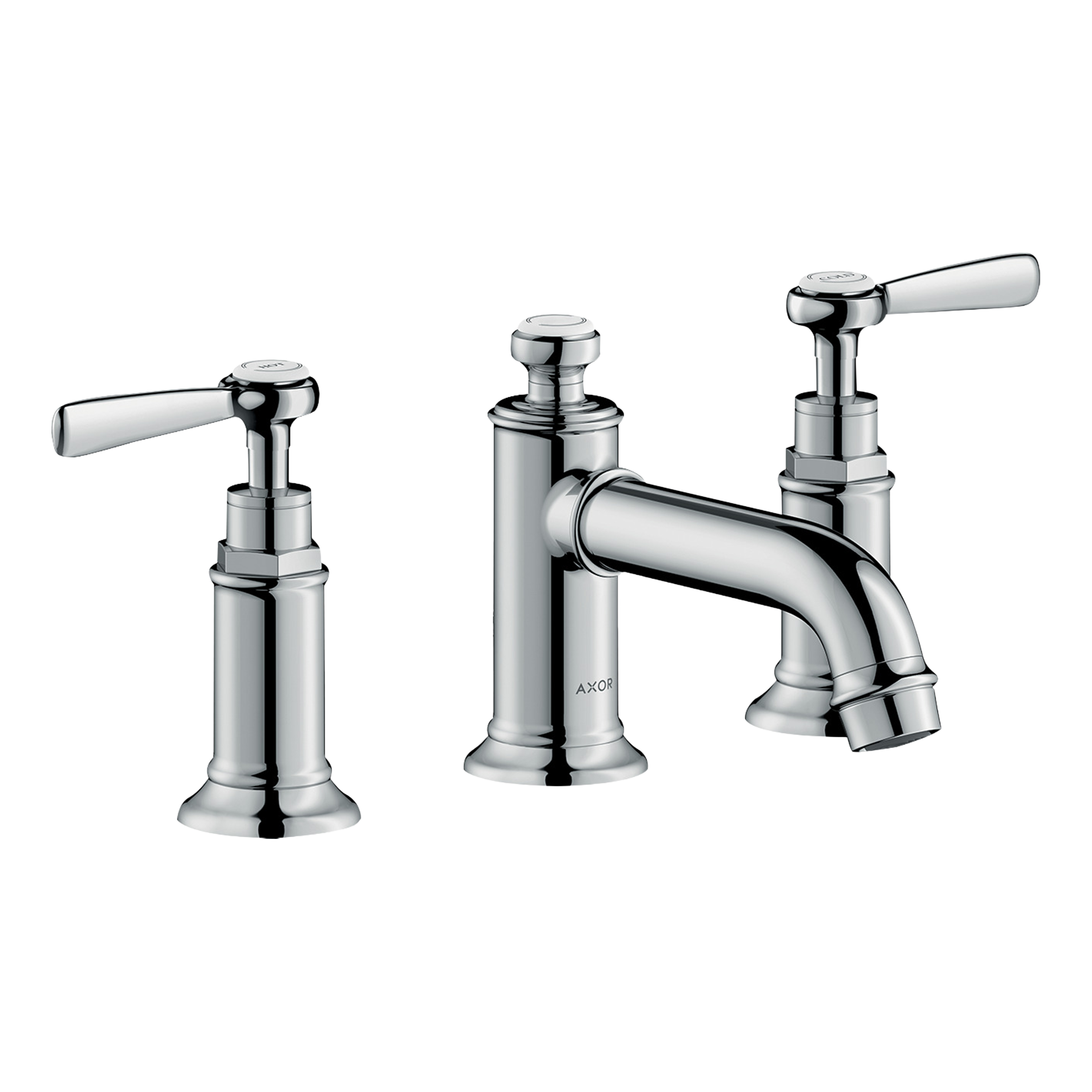 AXOR Montreux 3-Hole Basin Mixer Faucet 30 with Lever Handles and Pop-Up Waste Set from Brandt in Chrome finish