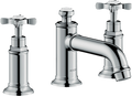 AXOR Montreux 3-Hole Basin Mixer Faucet 30 with Cross Handles and Pop-Up Waste Set from Brandt in Chrome finish