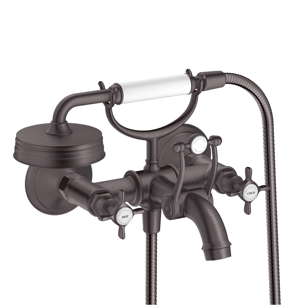 AXOR Montreux 2-Handle Bath & Shower Mixer Faucet with Cross Handles 170 cc from Brandt in Brushed Black Chrome finish