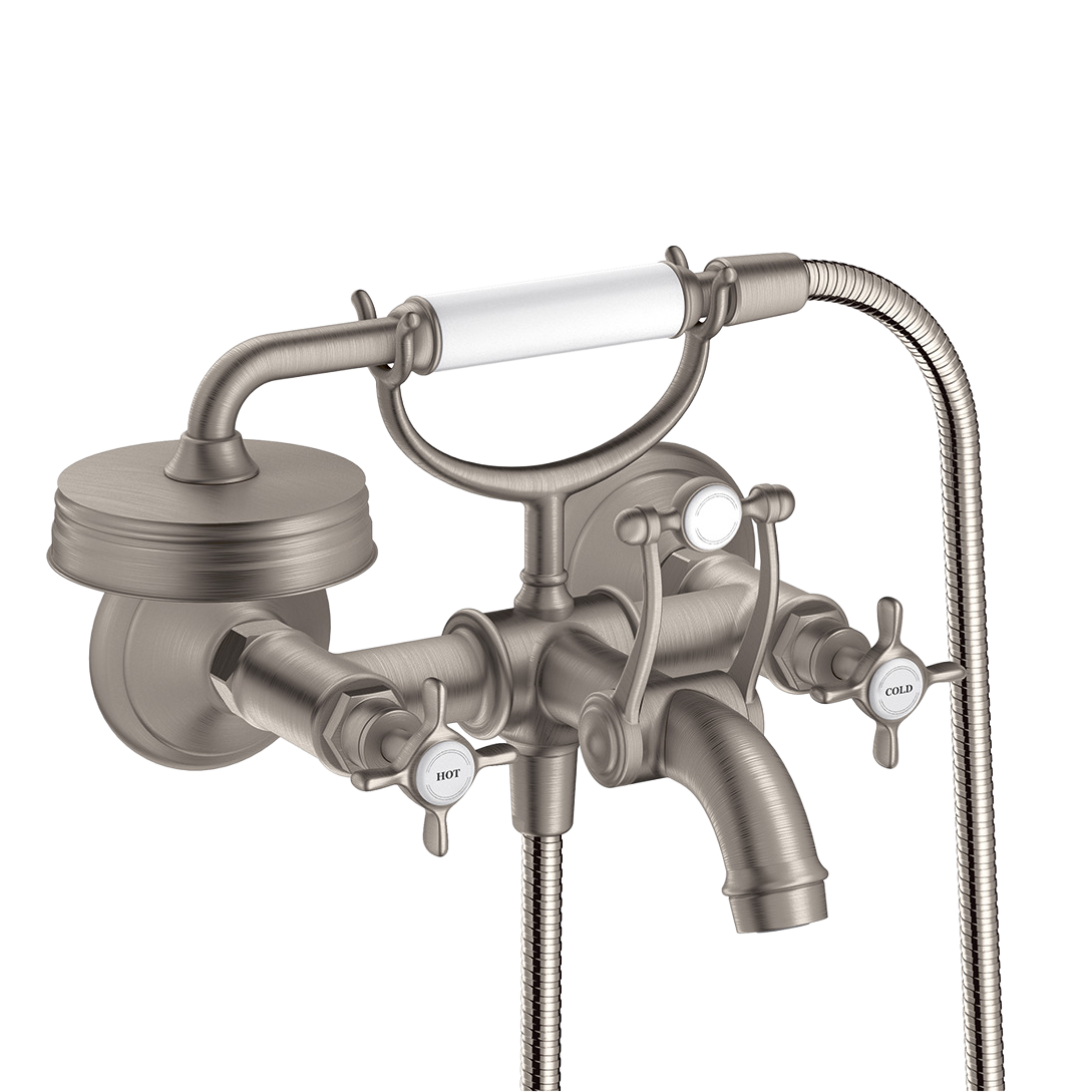 AXOR Montreux 2-Handle Bath & Shower Mixer Faucet with Cross Handles 170 cc from Brandt in Stainless Steel Optic finish