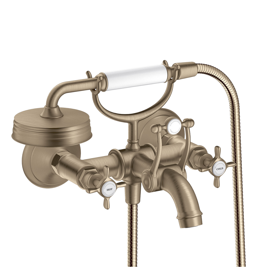 AXOR Montreux 2-Handle Bath & Shower Mixer Faucet with Cross Handles 170 cc from Brandt in Brushed Nickel finish