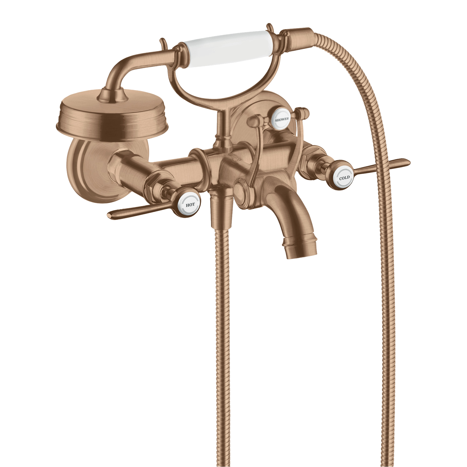 AXOR Montreux 2-Handle Bath & Shower Mixer Faucet with Lever Handles 170 cc from Brandt in Brushed Red Gold finish