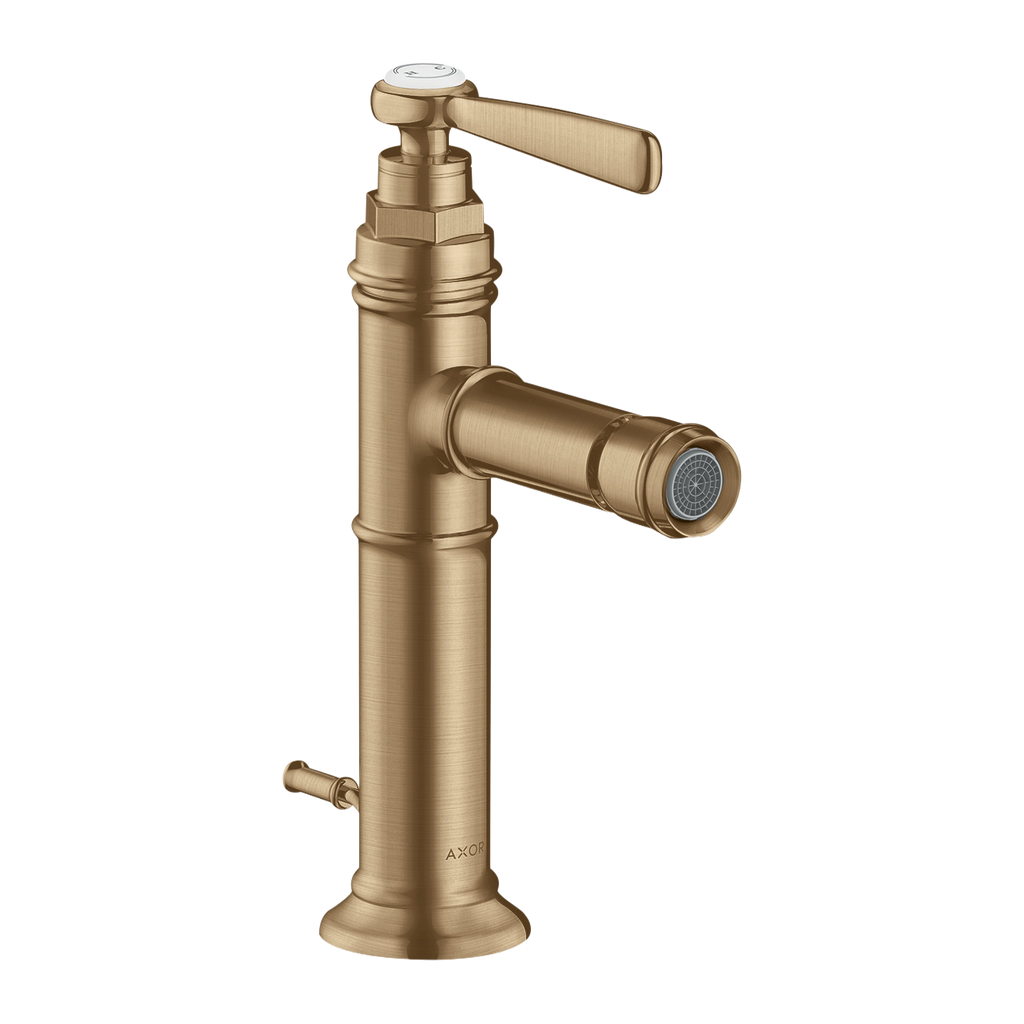 AXOR Montreux Single Lever Handle Bidet Mixer Faucet with Pop-Up Waste Set from Brandt in Brushed Bronze finish
