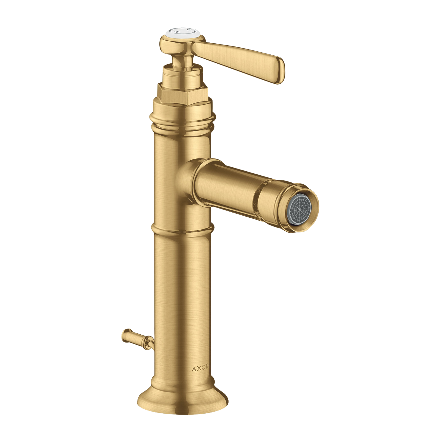 AXOR Montreux Single Lever Handle Bidet Mixer Faucet with Pop-Up Waste Set from Brandt in Brushed Gold Optic finish