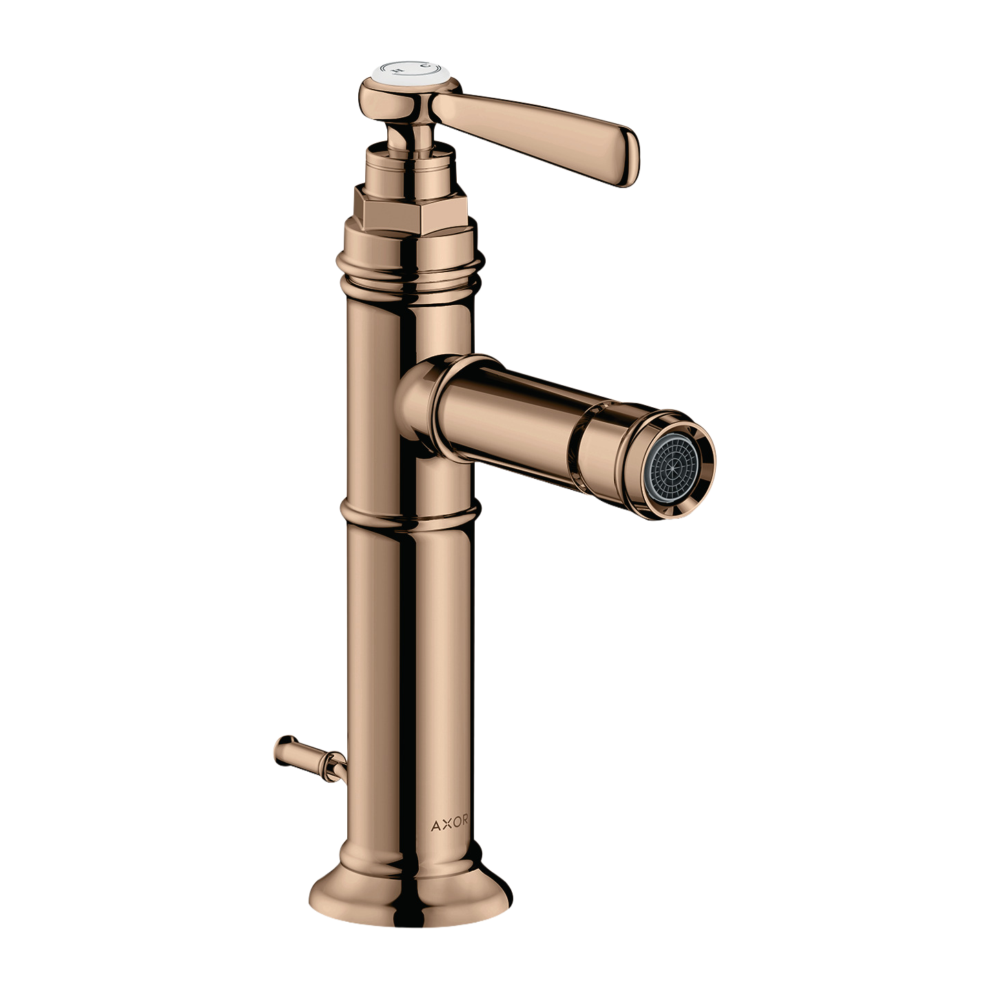 AXOR Montreux Single Lever Handle Bidet Mixer Faucet with Pop-Up Waste Set from Brandt in Polished Red Gold finish