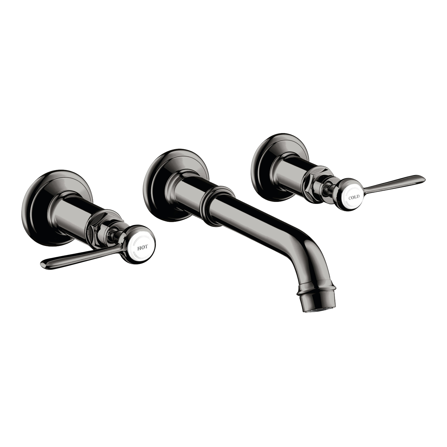 AXOR Montreux 3-Hole Concealed Basin Mixer Faucet with 165–225 mm Spout and Lever Handles from Brandt in Polished Black Chrome finish
