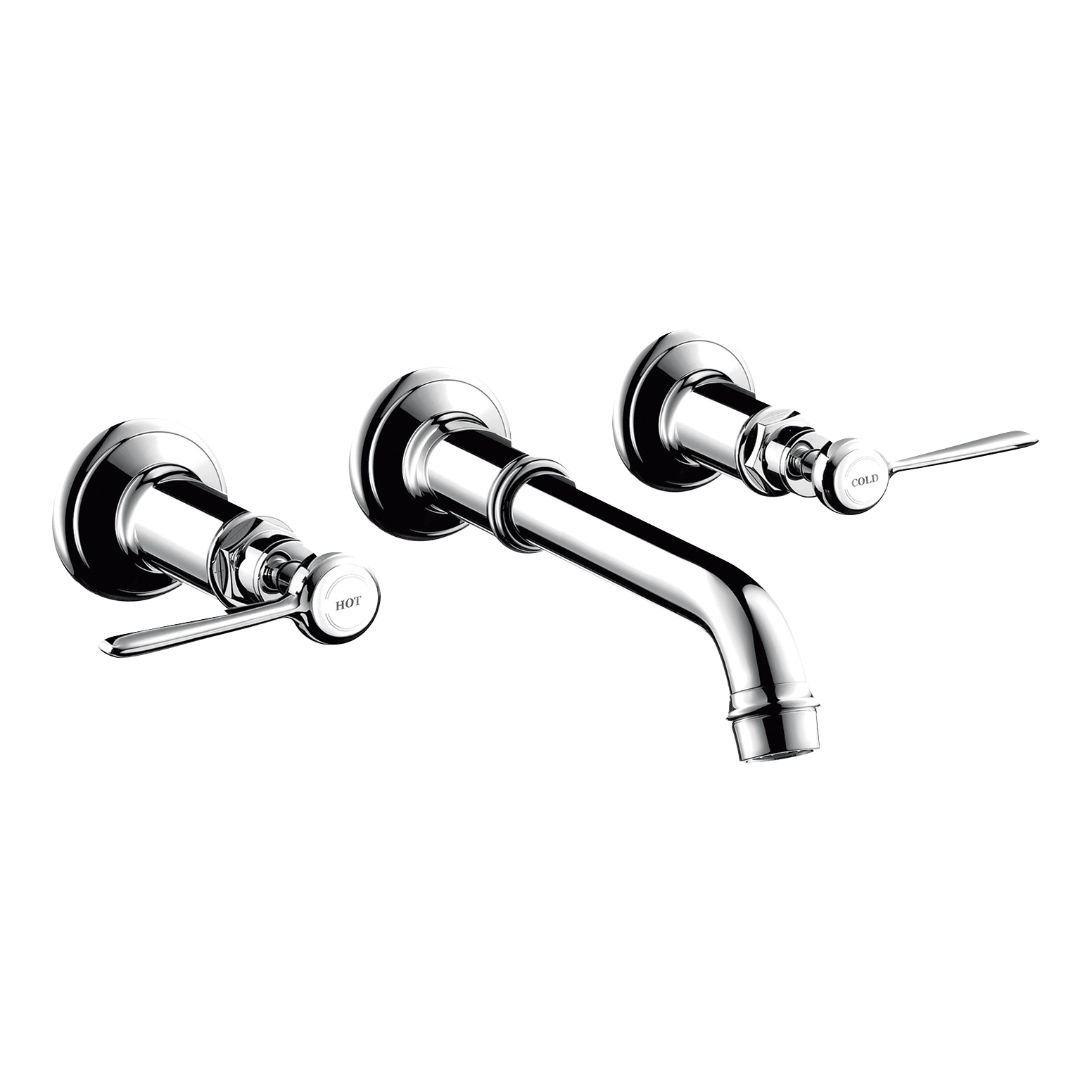 AXOR Montreux 3-Hole Concealed Basin Mixer Faucet with 165–225 mm Spout and Lever Handles from Brandt in Stainless Steel Optic finish