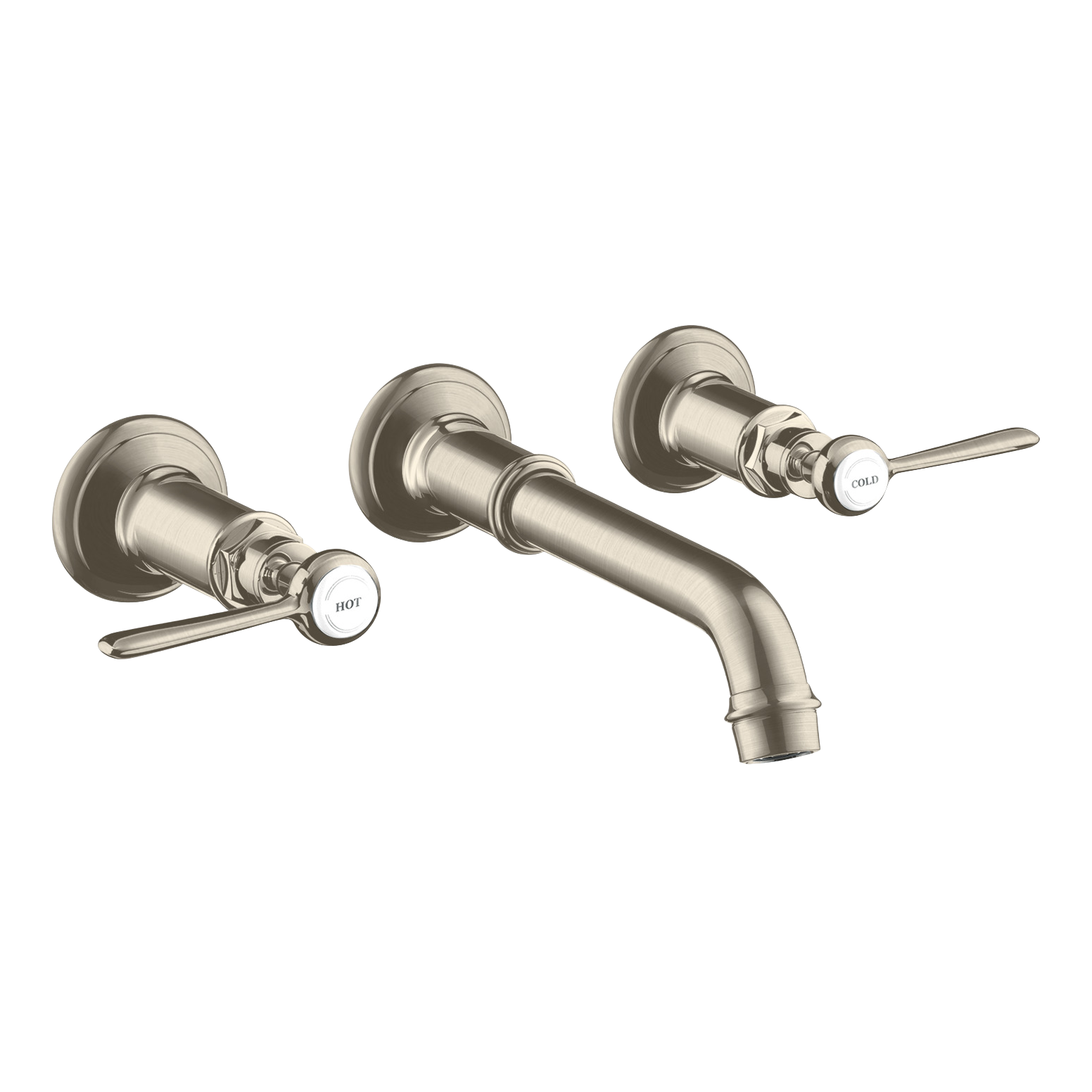 AXOR Montreux 3-Hole Concealed Basin Mixer Faucet with 165–225 mm Spout and Lever Handles from Brandt in Brushed Nickel finish