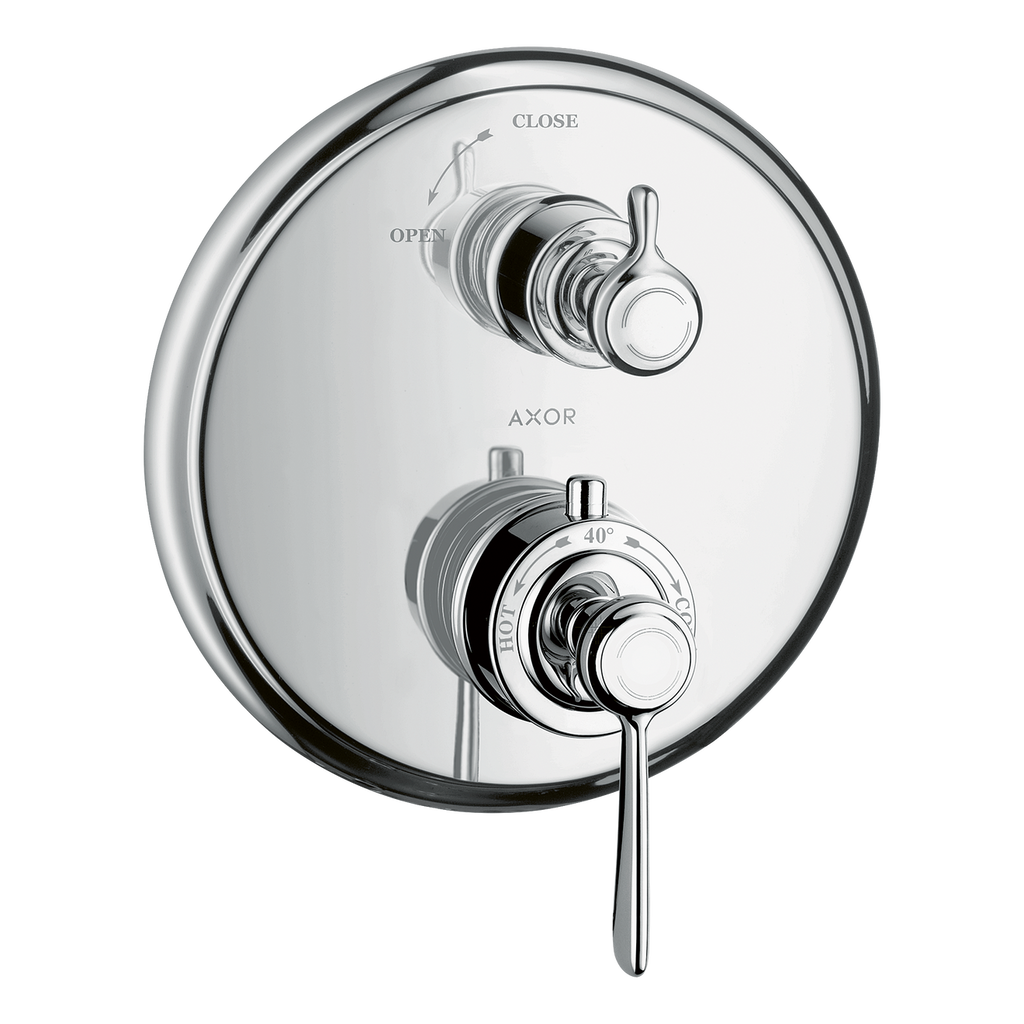 AXOR Montreux Concealed Shower Thermostat with Lever Handle and Shut-Off Valve from Brandt in Chrome finish