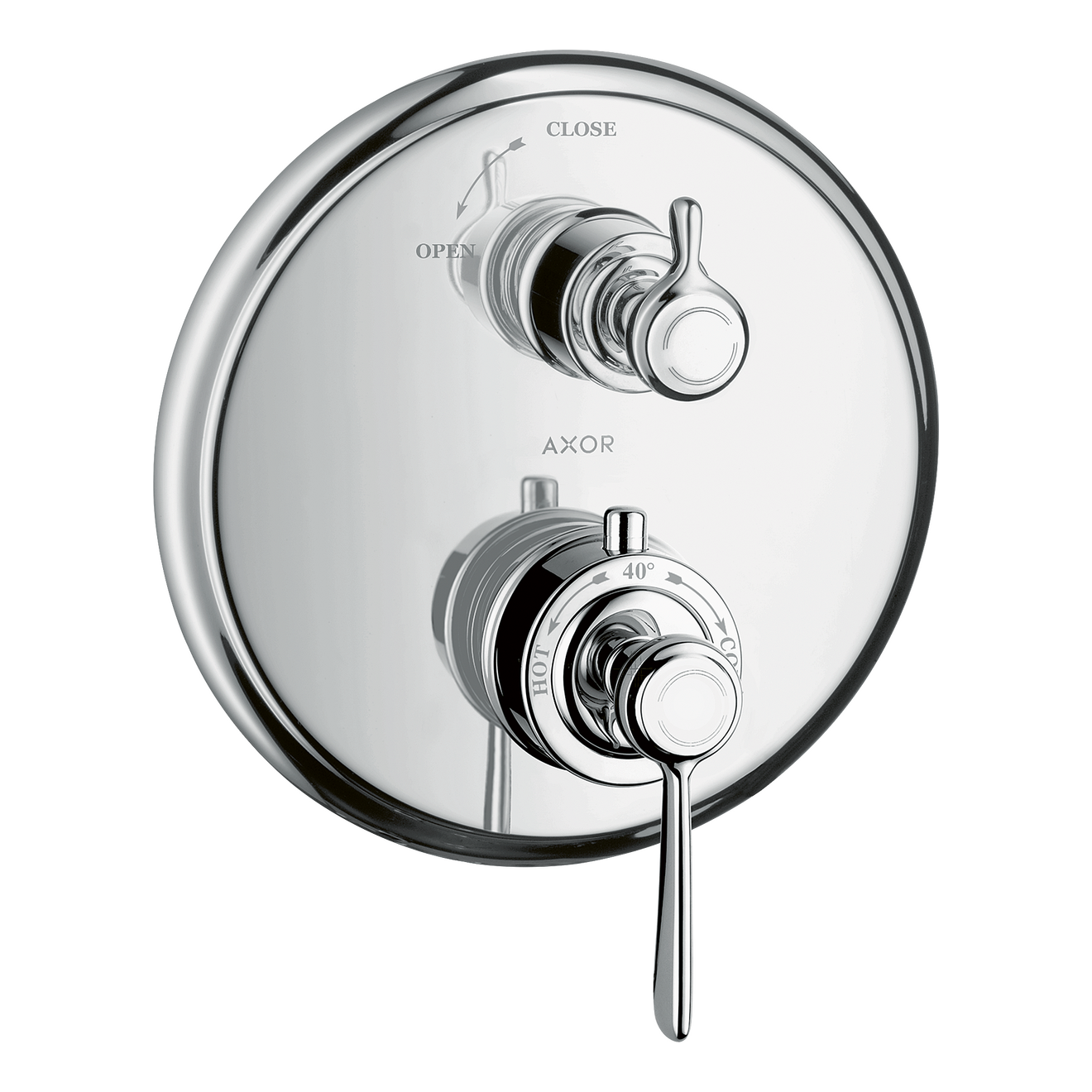 AXOR Montreux Concealed Shower Thermostat with Lever Handle and Shut-Off Valve from Brandt in Chrome finish