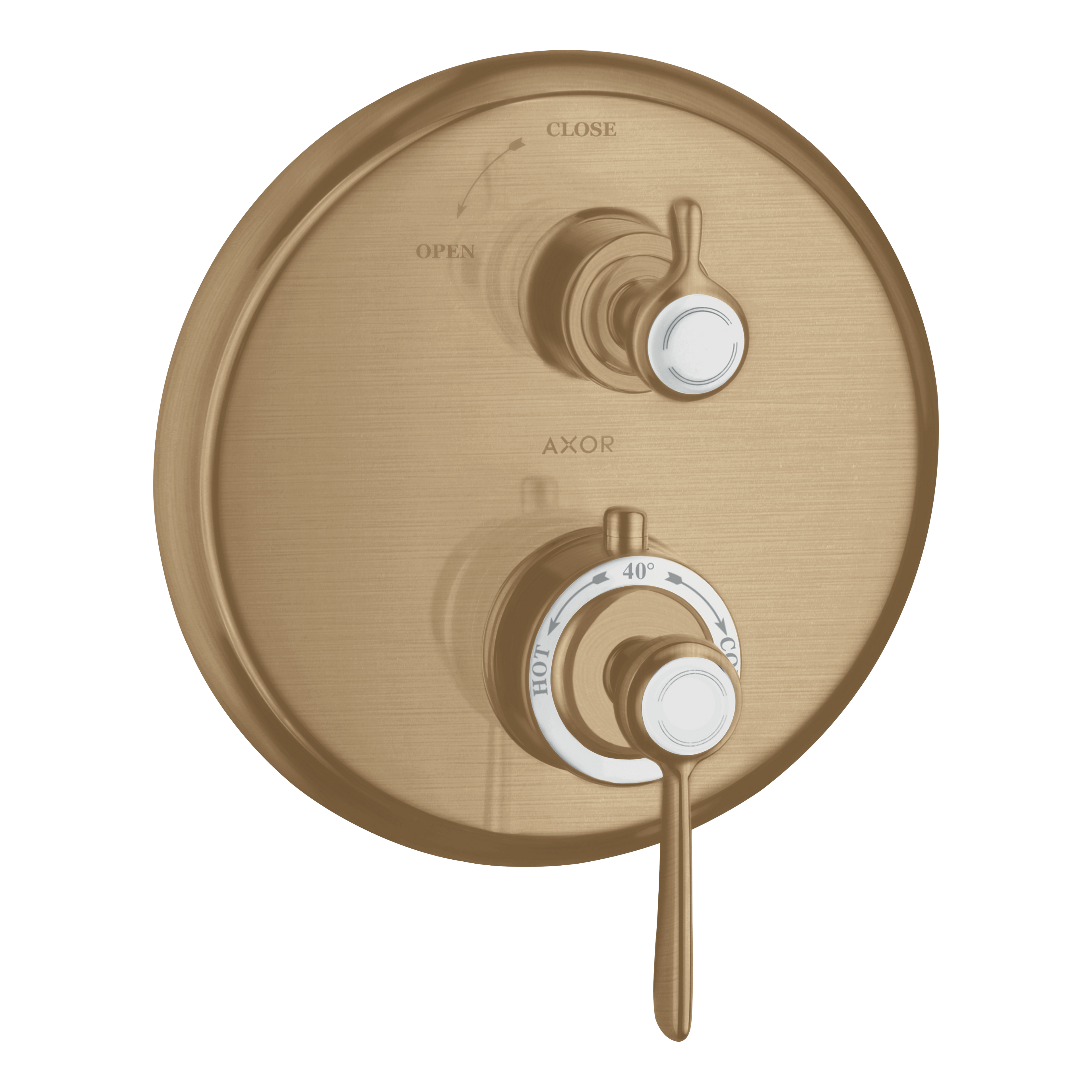 AXOR Montreux Concealed Shower Thermostat with Lever Handle and Shut-Off Valve from Brandt in Brushed Bronze finish