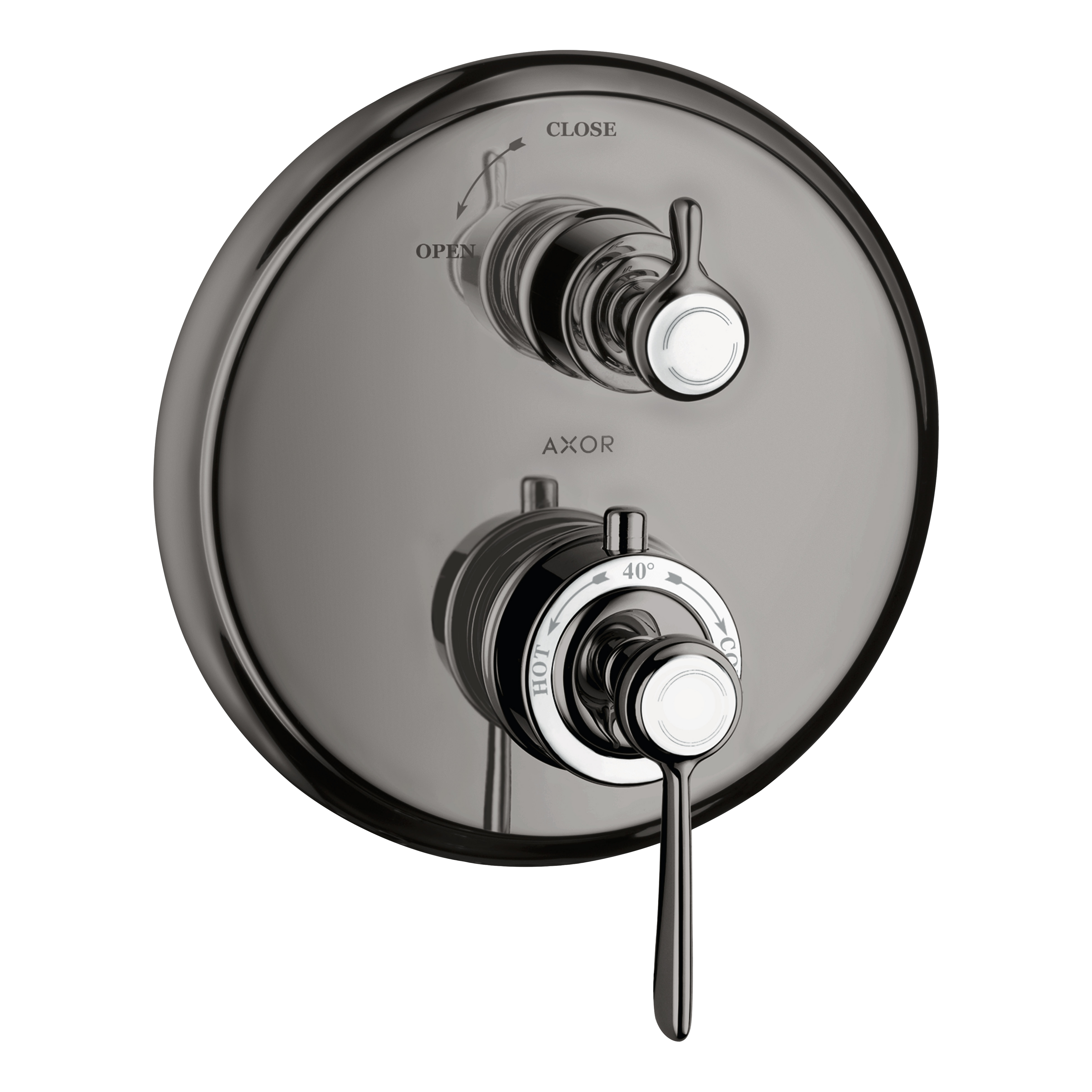 AXOR Montreux Concealed Shower Thermostat with Lever Handle and Shut-Off Valve from Brandt in Polished Black Chrome finish