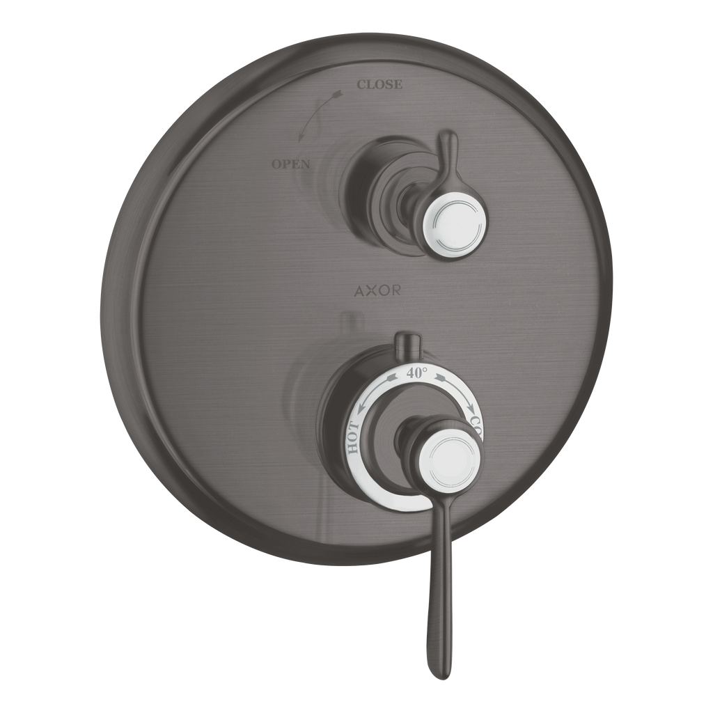 AXOR Montreux Concealed Shower Thermostat with Lever Handle and Shut-Off Valve from Brandt in Brushed Black Chrome finish