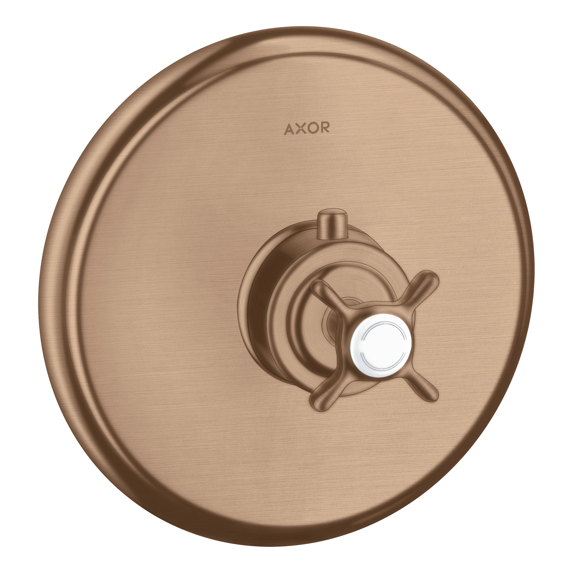 AXOR Montreux Concealed Shower Thermostat with Cross Handle from Brandt in Brushed Red Gold finish
