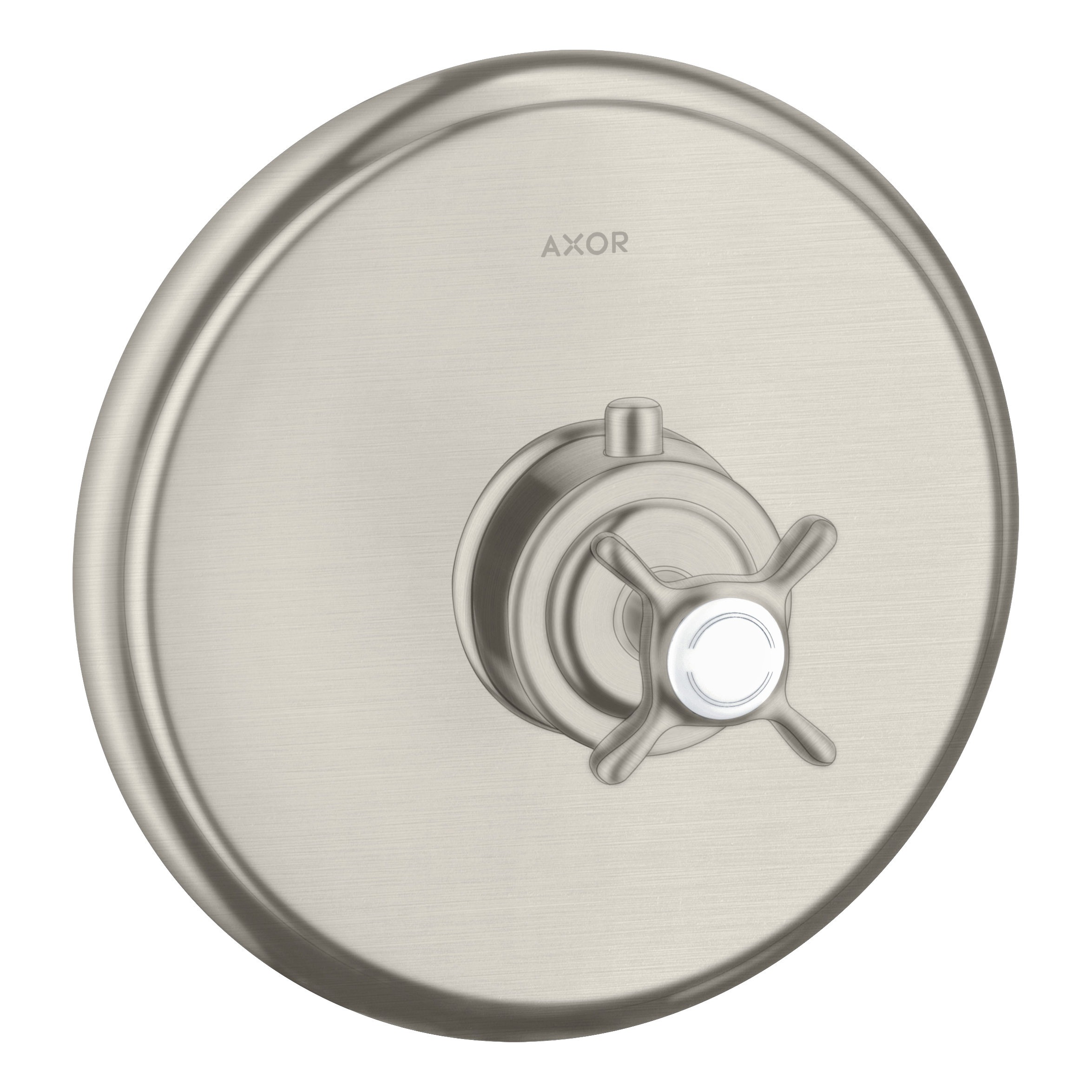AXOR Montreux Concealed Shower Thermostat with Cross Handle from Brandt in Stainless Steel Optic finish
