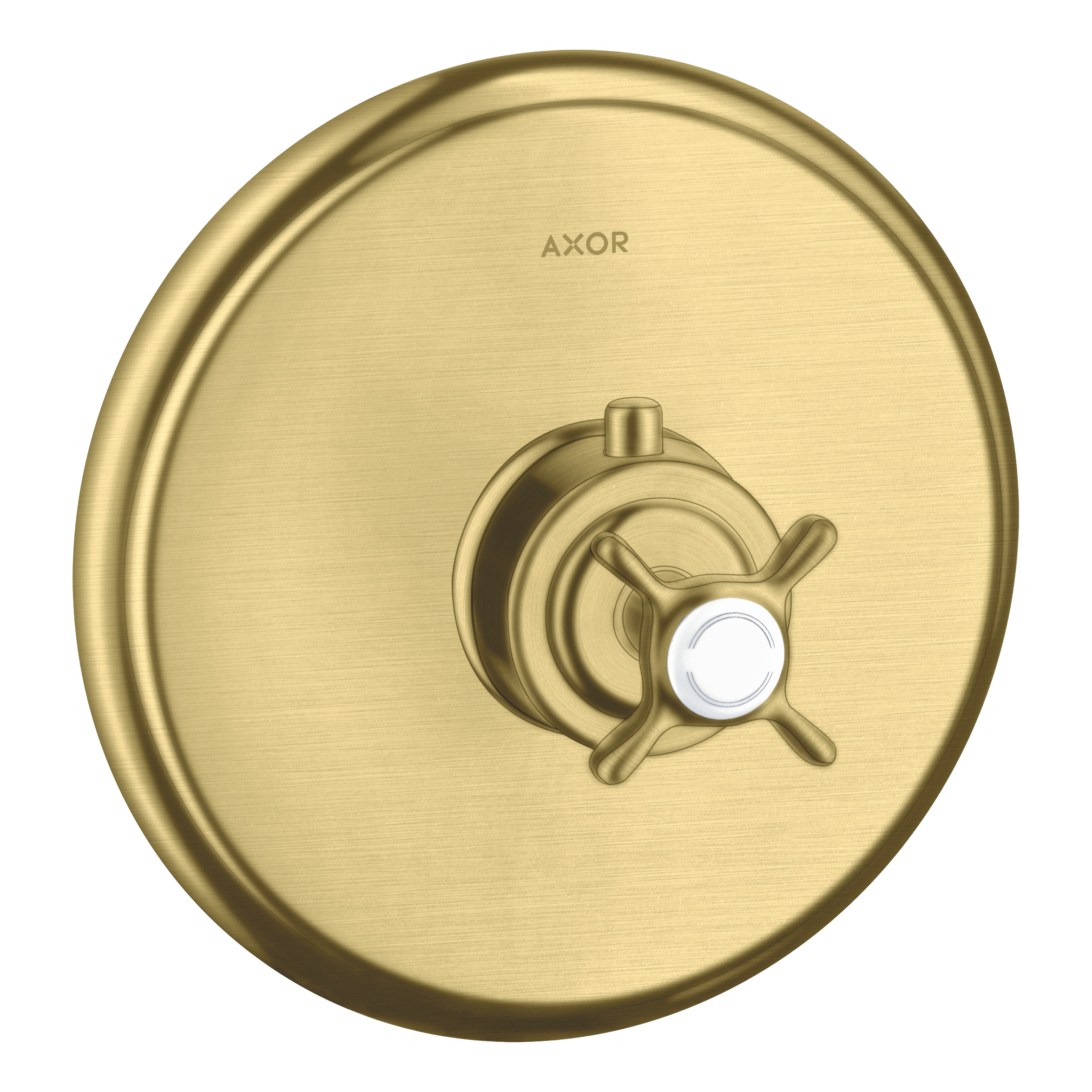 AXOR Montreux Concealed Shower Thermostat with Cross Handle from Brandt in Brushed Brass finish
