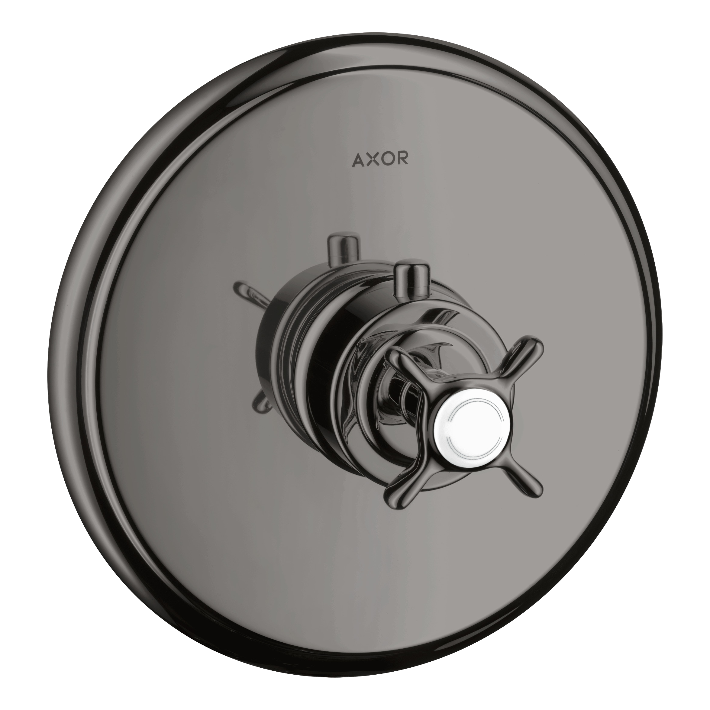 AXOR Montreux Concealed Highflow Shower Thermostat with Cross Handle from Brandt in Polished Black Chrome finish