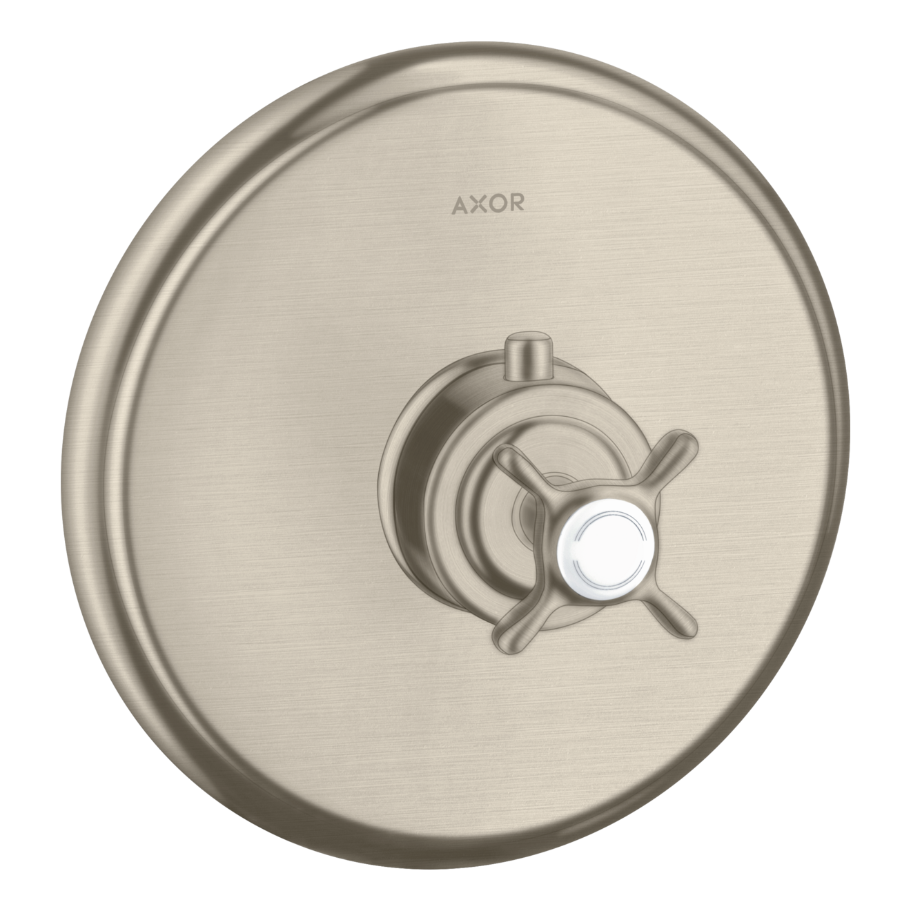 AXOR Montreux Concealed Highflow Shower Thermostat with Cross Handle from Brandt in Brushed Nickel finish