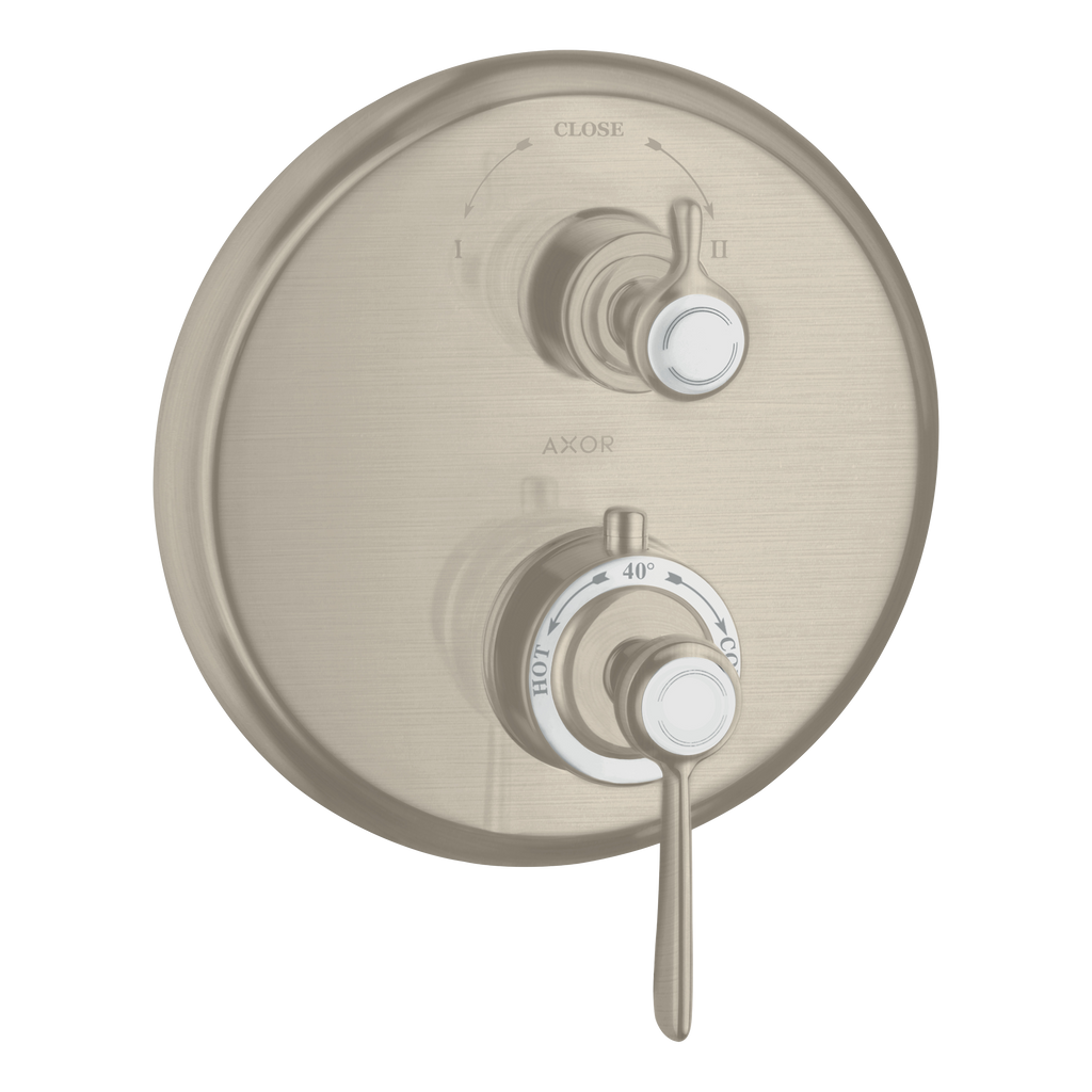 AXOR Montreux Concealed Shower Thermostat with Lever Handle and Shut-Off Diverter Valve from Brandt in Brushed Nickel finish