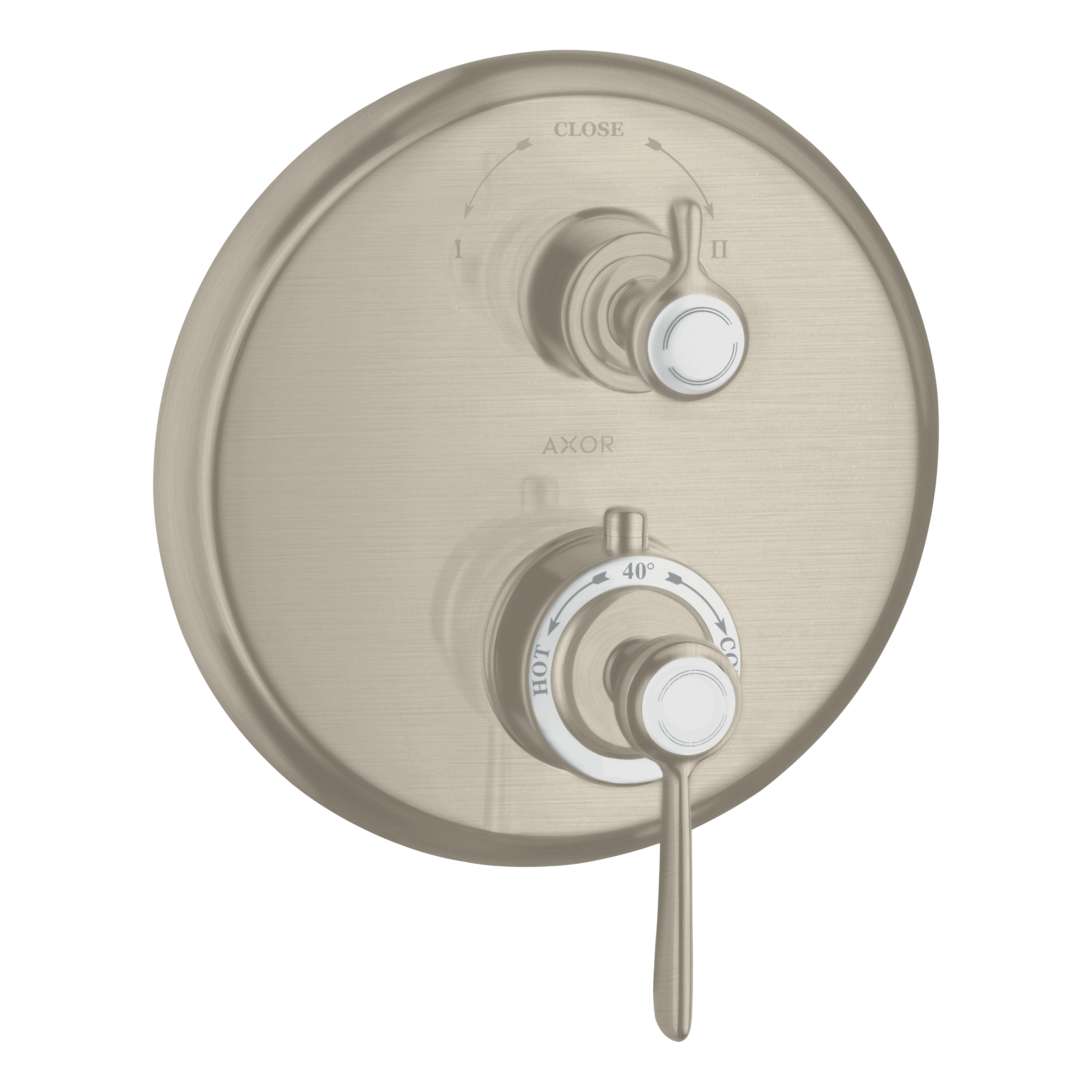AXOR Montreux Concealed Shower Thermostat with Lever Handle and Shut-Off Diverter Valve from Brandt in Brushed Nickel finish