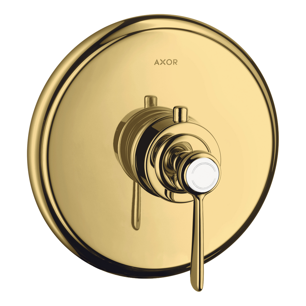 AXOR Montreux Concealed Highflow Shower Thermostat with Lever Handle from Brandt in Polished Gold Optic finish