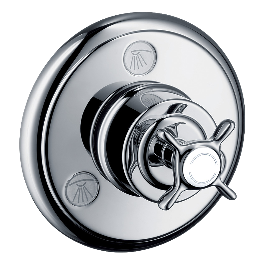 AXOR Montreux Trio Quattro Concealed Shut-Off Diverter Valve with Cross Handle from Brandt in Chrome finish
