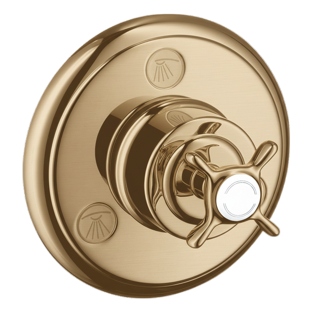 AXOR Montreux Trio Quattro Concealed Shut-Off Diverter Valve with Cross Handle from Brandt in Brushed Bronze finish