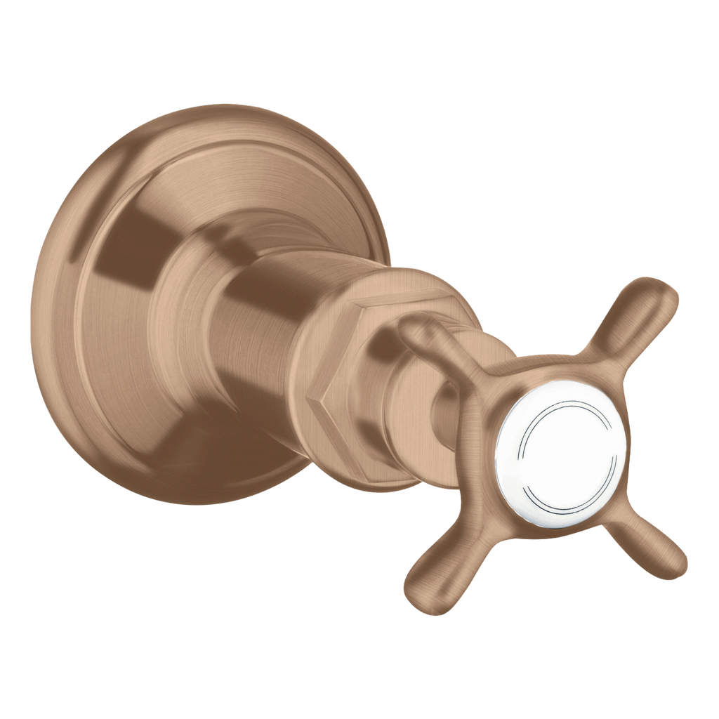 AXOR Montreux Concealed Shut Off Valve with Cross Handle from Brandt in Brushed Red Gold finish