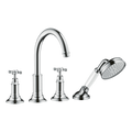 AXOR Montreux 4-Hole Rim-Mounted Bath & Shower Mixer Faucet with Cross Handles from Brandt in Chrome finish