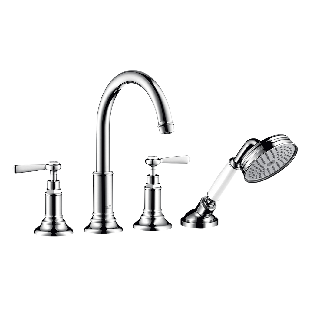 AXOR Montreux 4-Hole Rim-Mounted Bath & Shower Mixer Faucet with Lever Handles from Brandt in Chrome finish