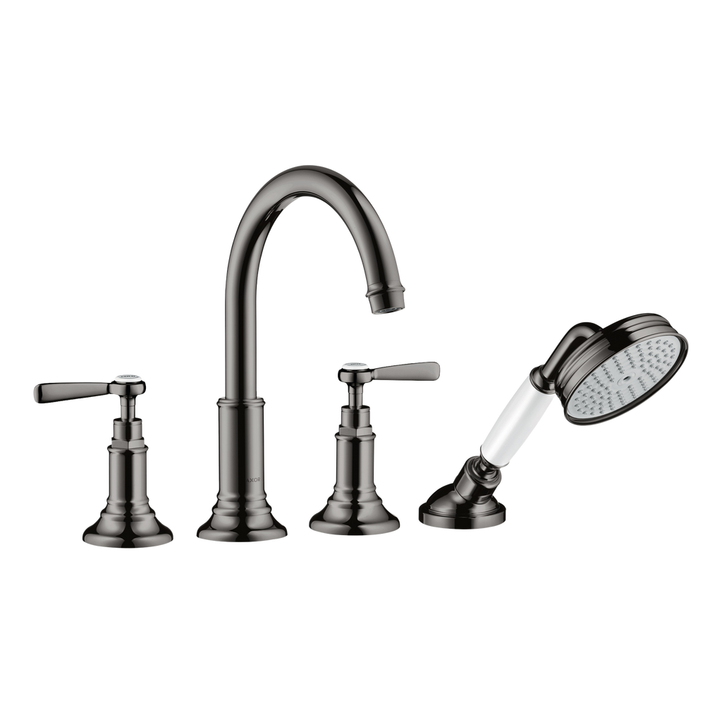 AXOR Montreux 4-Hole Rim-Mounted Bath & Shower Mixer Faucet with Lever Handles from Brandt in Polished Black Chrome finish
