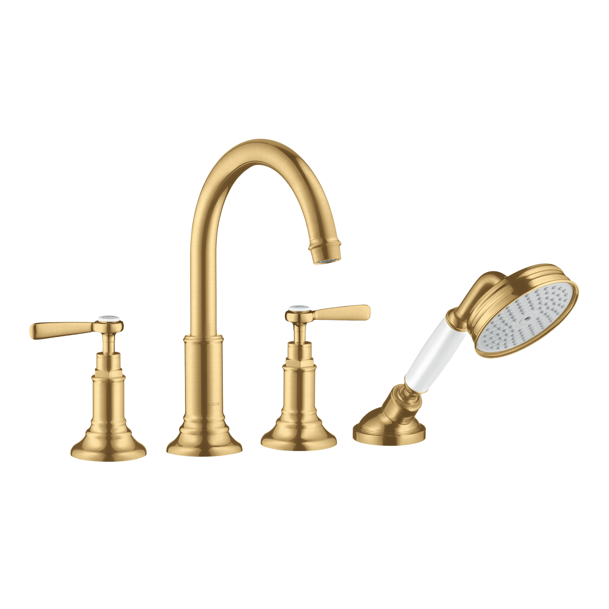 AXOR Montreux 4-Hole Tile-Mounted Bath & Shower Mixer Faucet with Lever Handles from Brandt in Brushed Gold Optic finish