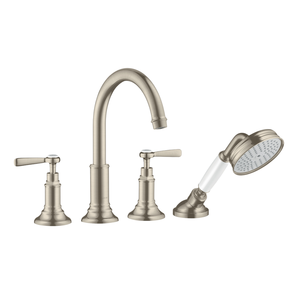 AXOR Montreux 4-Hole Tile-Mounted Bath & Shower Mixer Faucet with Lever Handles from Brandt in Brushed Nickel finish