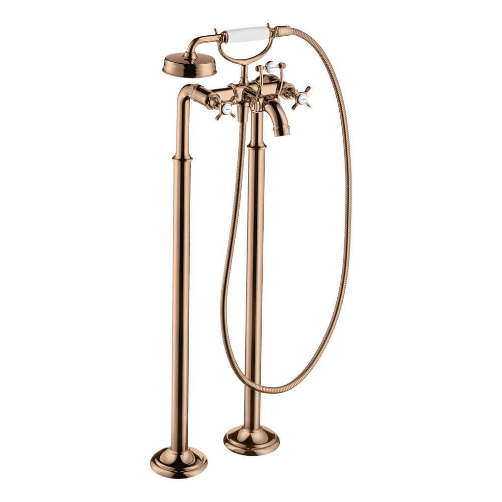 AXOR Montreux 2-Handle Floorstanding Bath & Shower Mixer Faucet with Cross Handles from Brandt in Polished Red Gold finish
