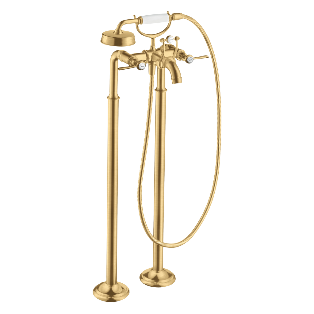 AXOR Montreux 2-Handle Floorstanding Bath & Shower Mixer Faucet with Lever Handles from Brandt in Brushed Gold Optic finish