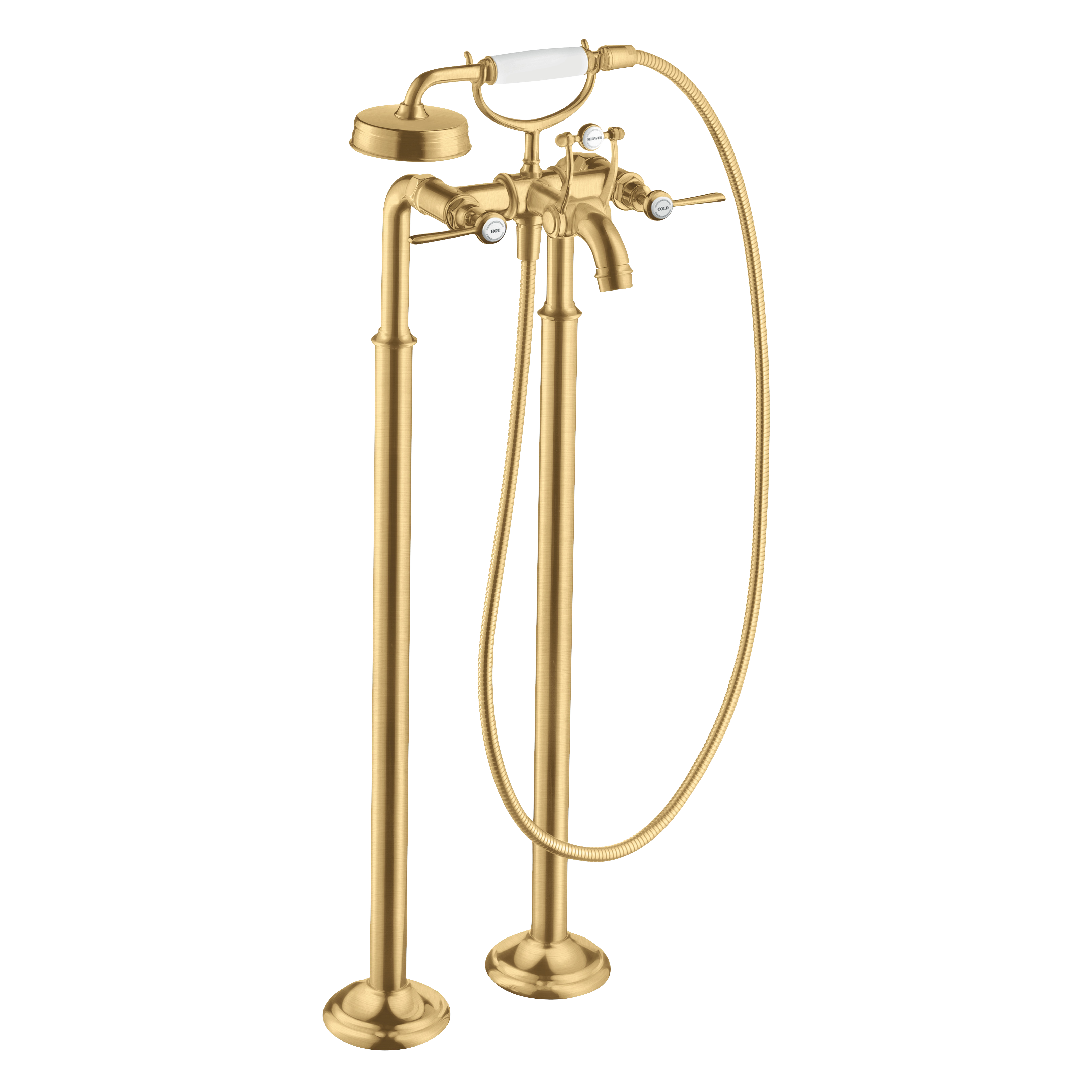 AXOR Montreux 2-Handle Floorstanding Bath & Shower Mixer Faucet with Lever Handles from Brandt in Brushed Gold Optic finish