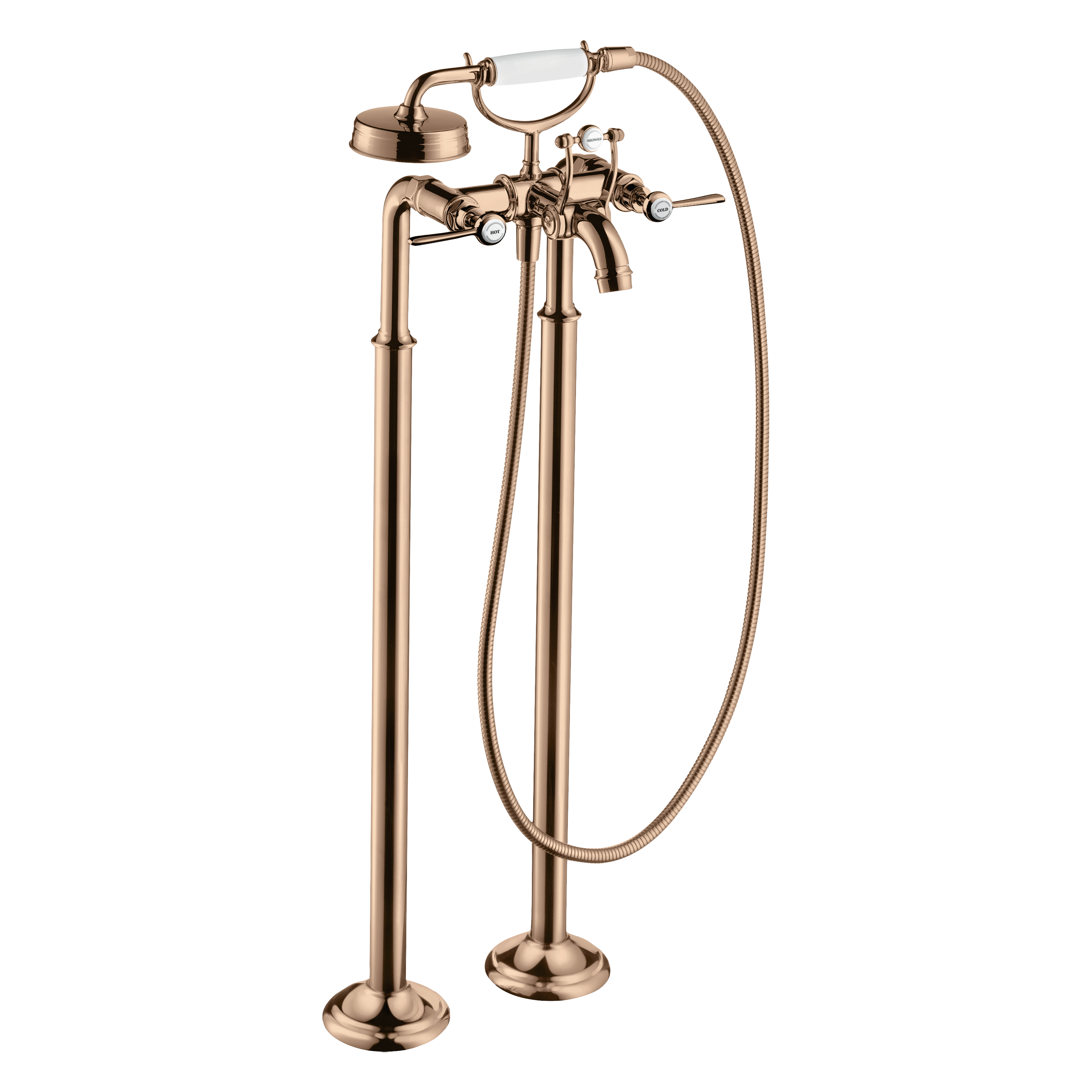 AXOR Montreux 2-Handle Floorstanding Bath & Shower Mixer Faucet with Lever Handles from Brandt in Polished Red Gold finish