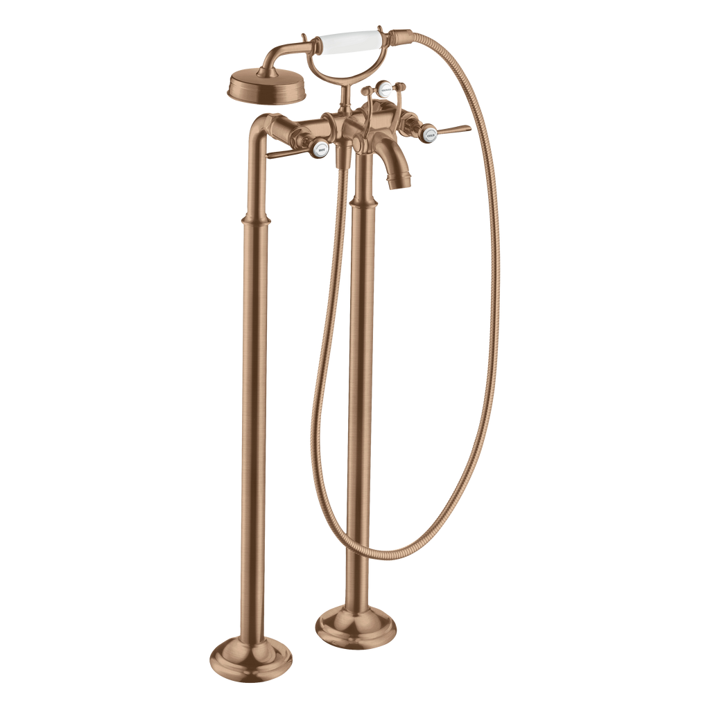 AXOR Montreux 2-Handle Floorstanding Bath & Shower Mixer Faucet with Lever Handles from Brandt in Brushed Red Gold finish